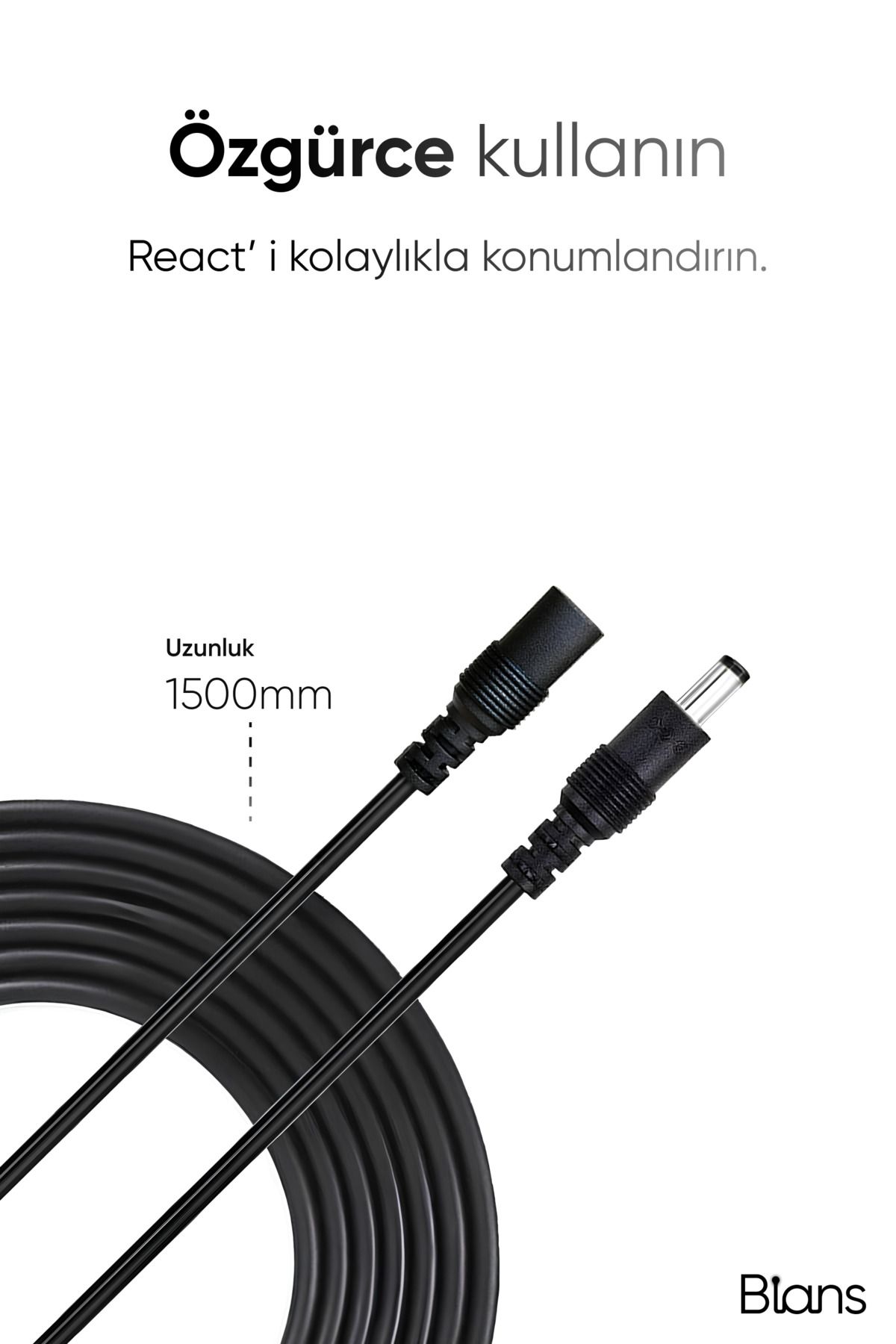 Bians React™ Led Lambader Uzatma Kablosu (Siyah)
