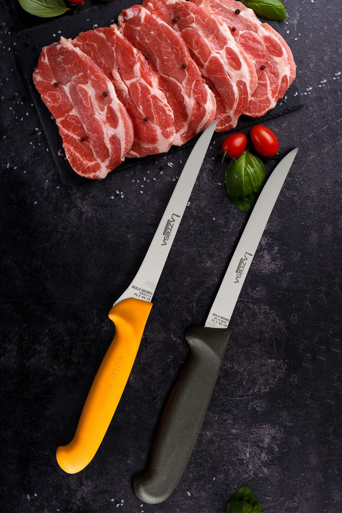 LAZBİSA Mutfak Bıçak Seti Fileto Steak Bıçağı 2 li Gold ve Black Serisi