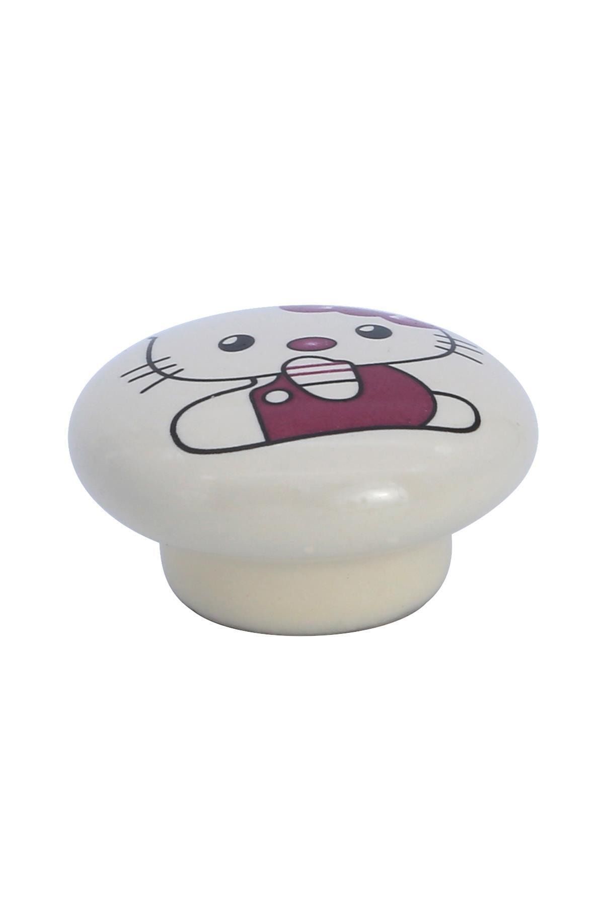 Porcellana Perla Porselen Kulp Dolap Çekmece Mobilya Mutfak Çocuk Kulbu Mantar Krem Hello Kitty