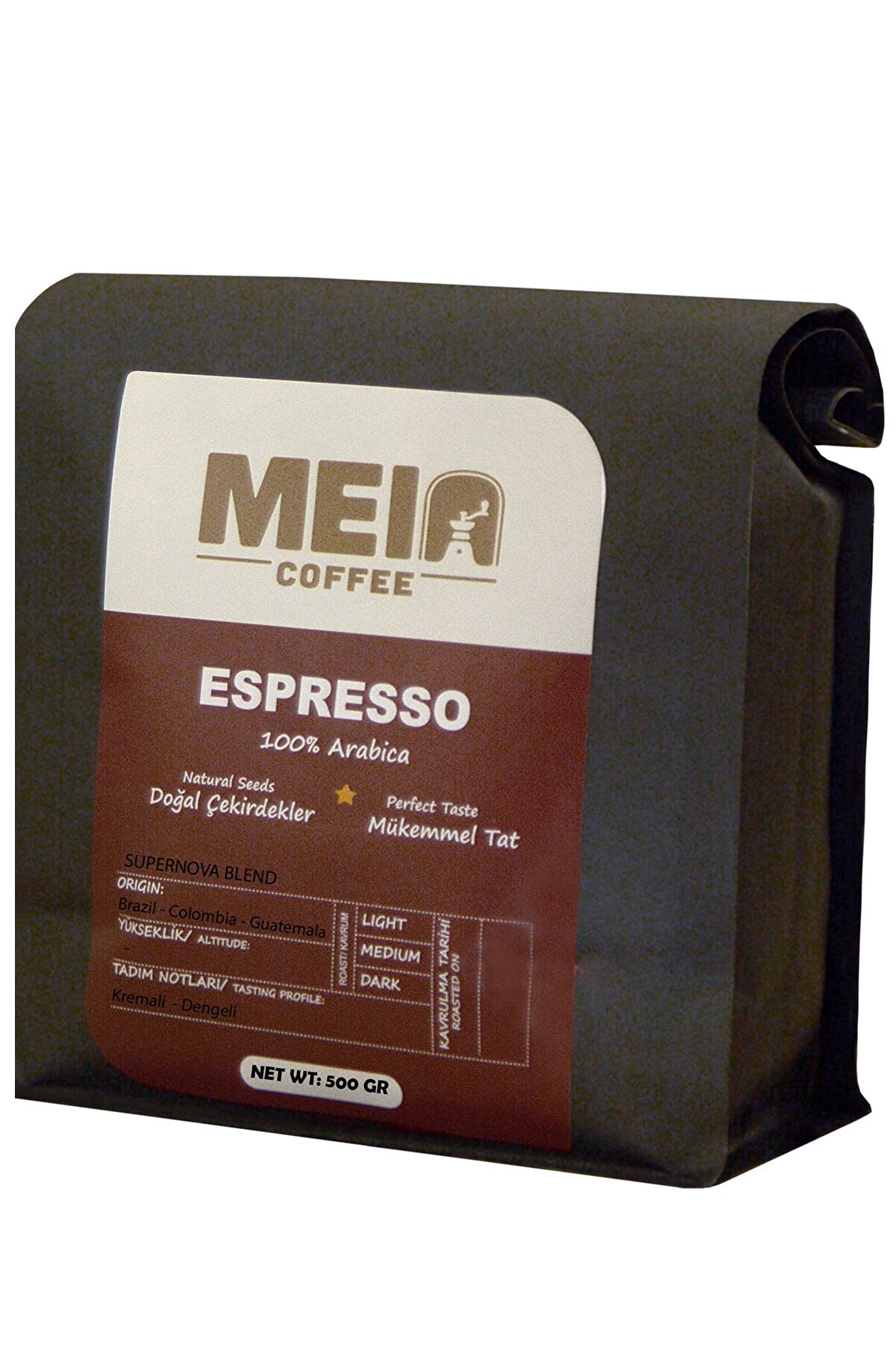 MEIA Kahve Espresso Kahve - Çekirdek - Supernova Blend 500gr - Kavrulmuş Öğütülmüş - French Press Makine Uyumlu