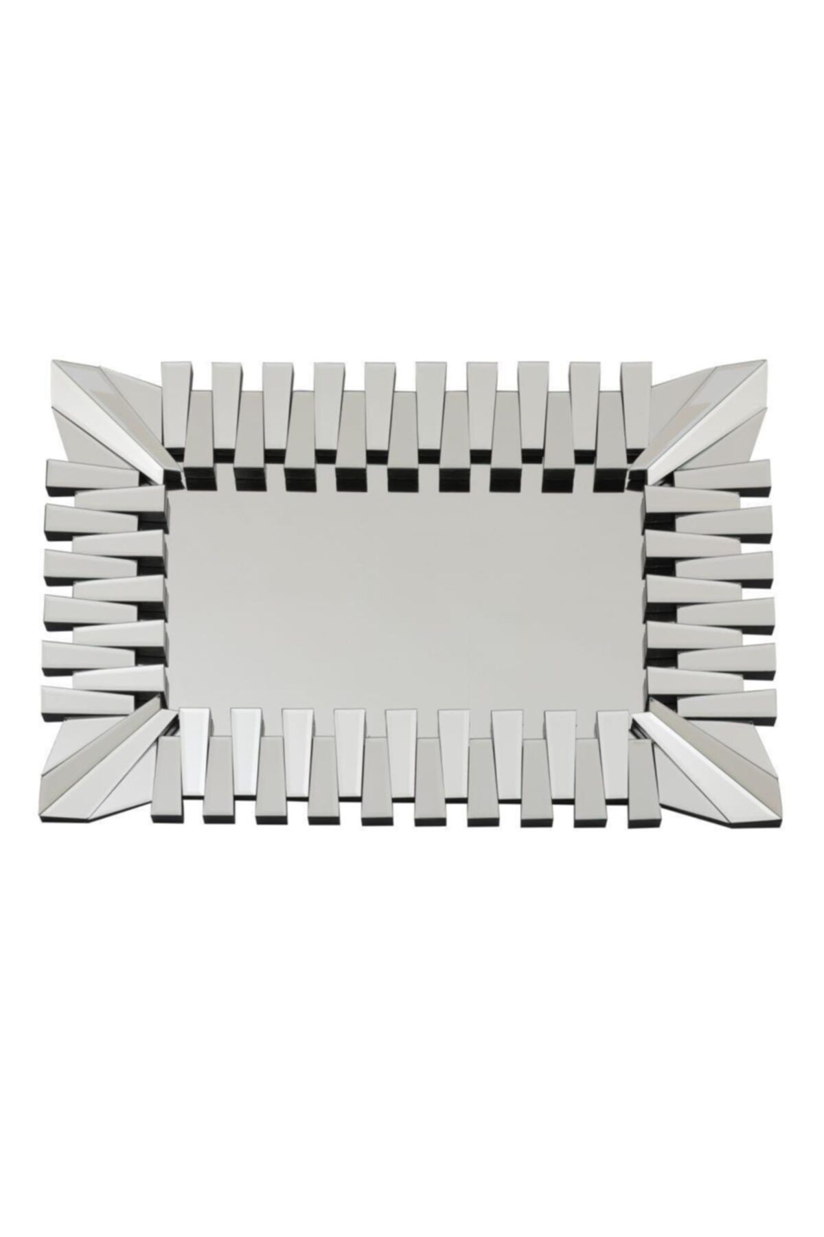 Fidex Home Lüks Piyano Modern Dikdörtgen Büyük Ayna 118cm Gümüş
