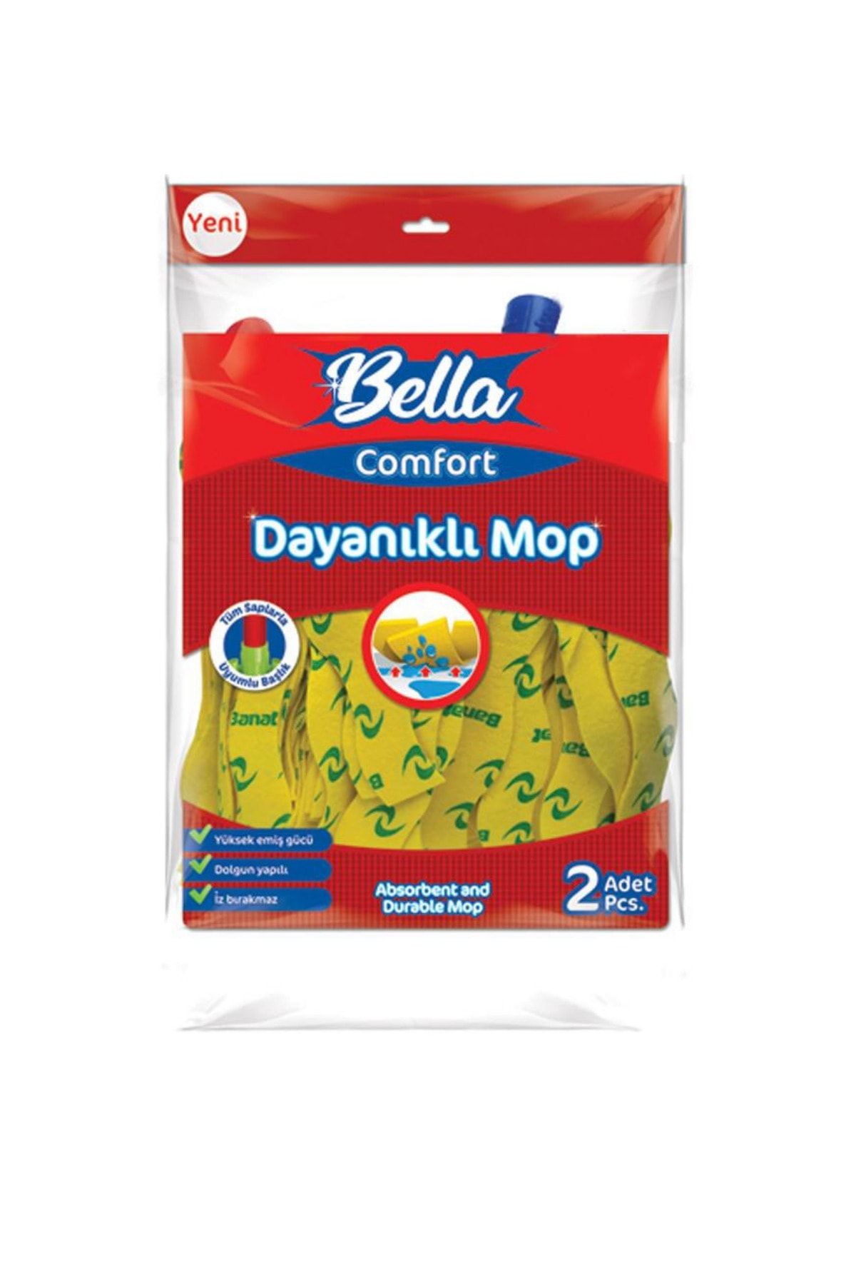 Bella Yedek Paspas 2'li Paket - Tüm Saplarla Uyumlu Başlık (çamaşır Makinesinde Yıkanabilir)