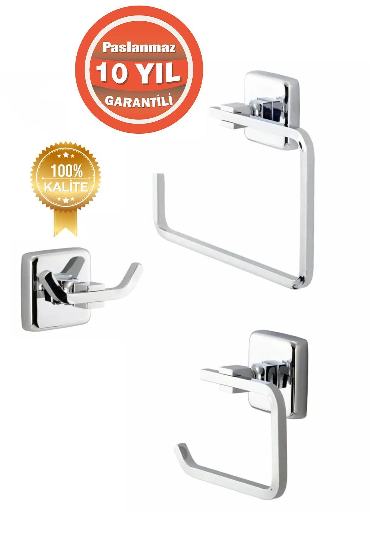 ÇELİK BANYO Paslanmaz Pirinç Banyo Aksesuar Set Havluluk-bornozluk-tuvalet Kağıtlık (10 Yıl Garantili)