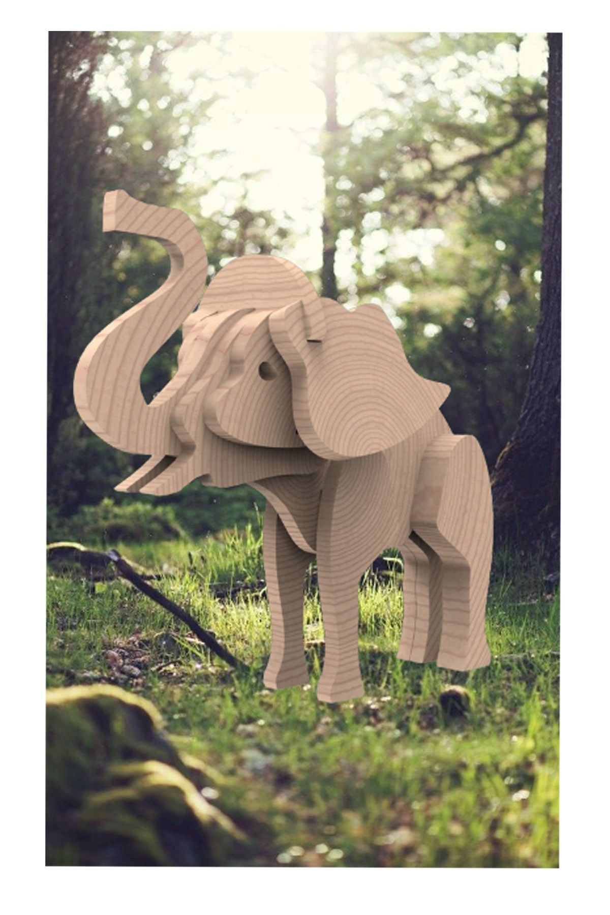 Uçandaire Ahşap 3d Yapboz Puzzle 19 Parça Yavru Fil
