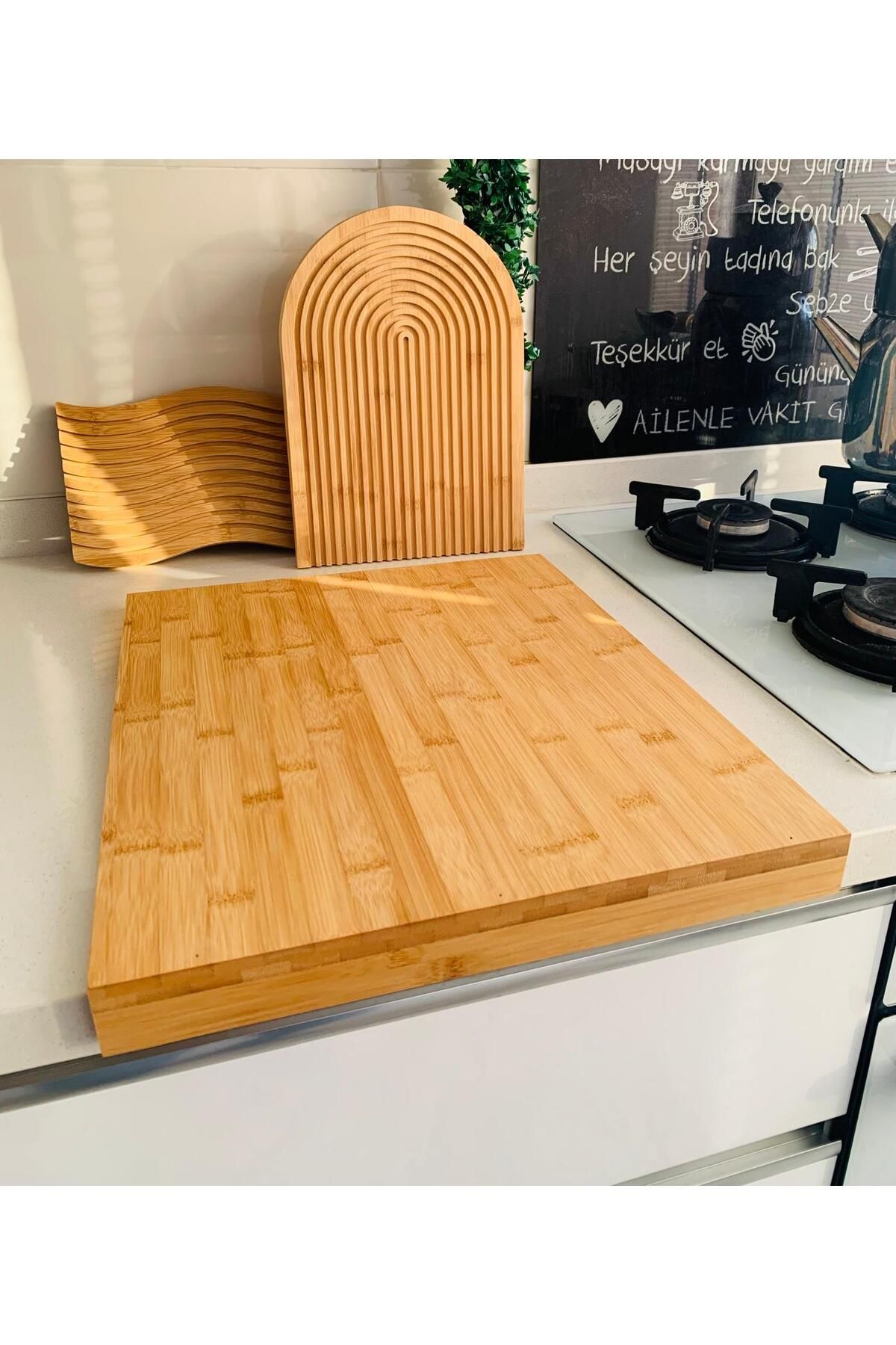 Senin Dükkanın Tezgah Üstü Bambu Kesim Tahtası - Sunum Tahtası 39cm X 46cm