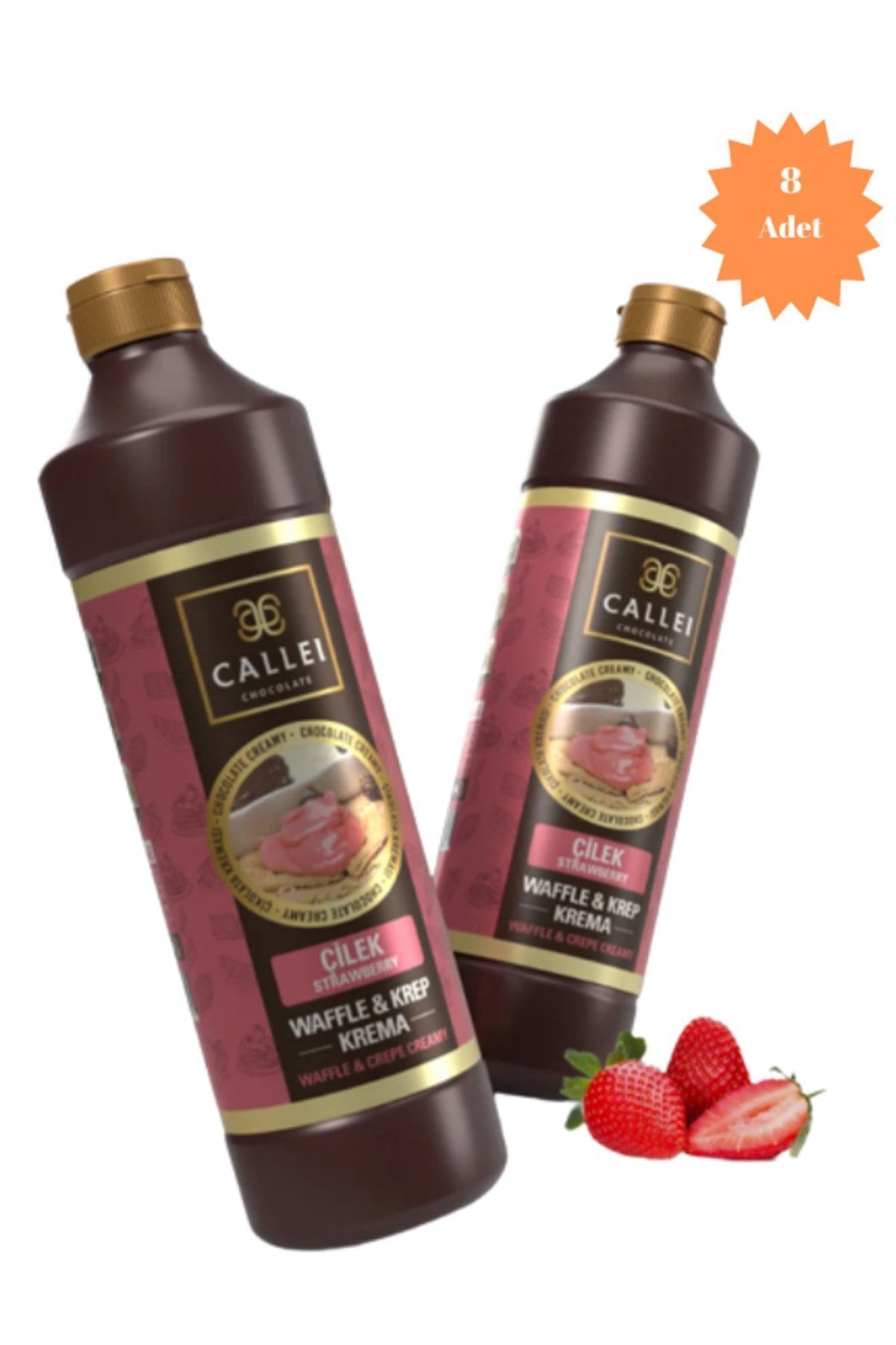 Callei Çilek Waffle ve Krep Sosu 8 Adet