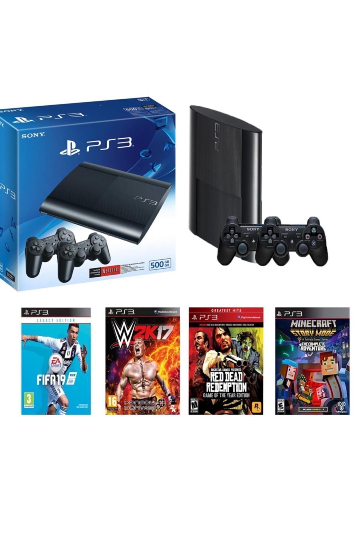 Sony Ps3 500 Gb Sıfır Kol Super Slim 12 Ay Garantili 50 Oyun Paket