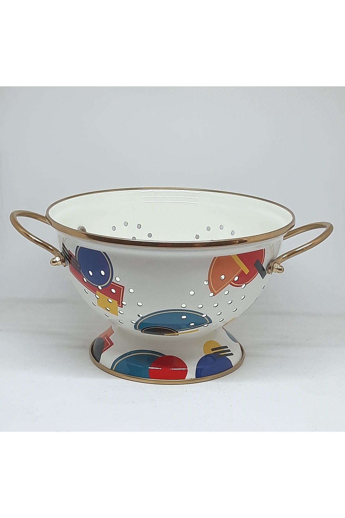 Avşar EMAYE EVİM 22 CM VİNTAGE EMAYE SÜZGEÇ MEYVELİK