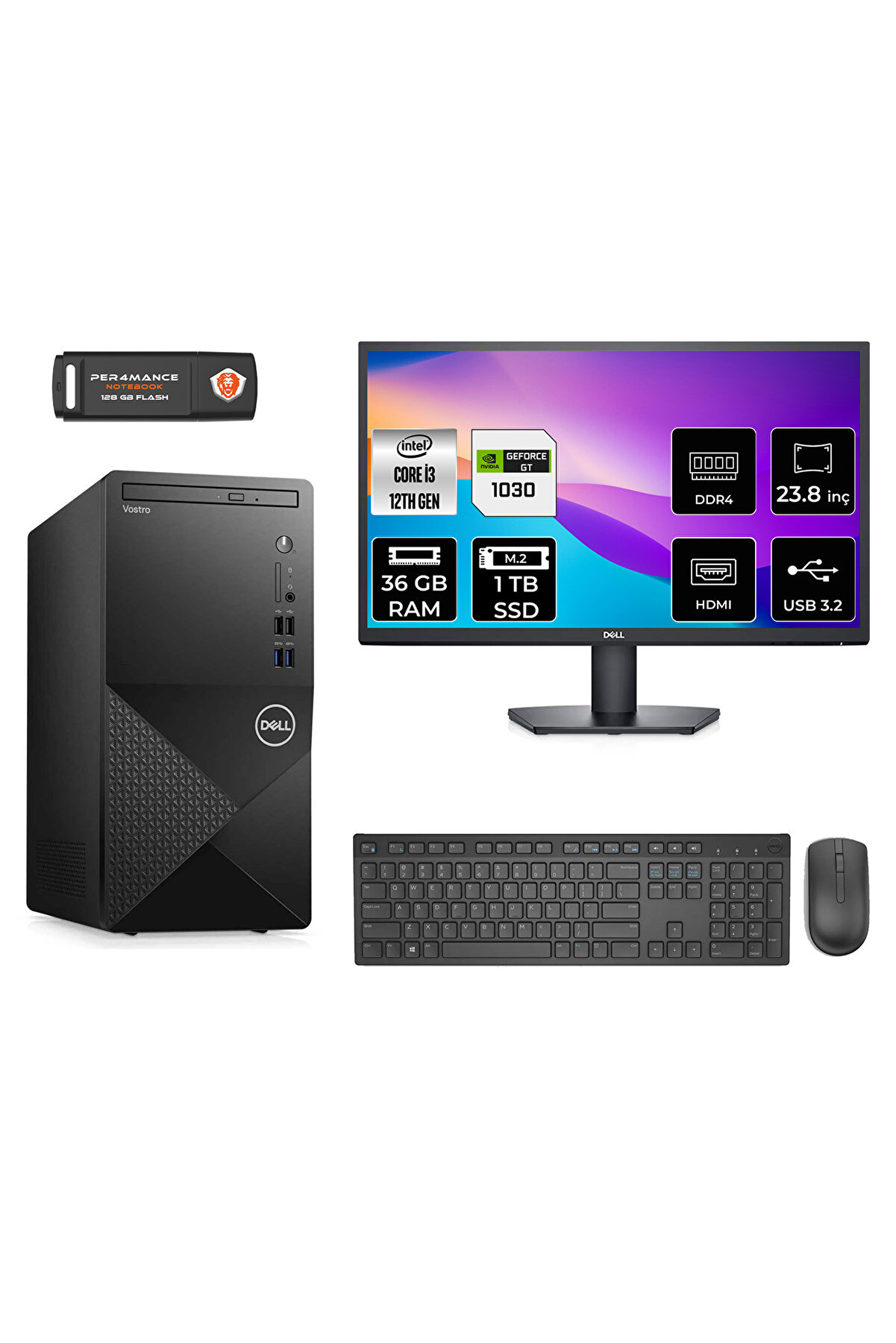 VOSTRO 3910 AEN3910S483 i3 12100 36GB RAM 1TB SSD GT1030 4GB 23.8