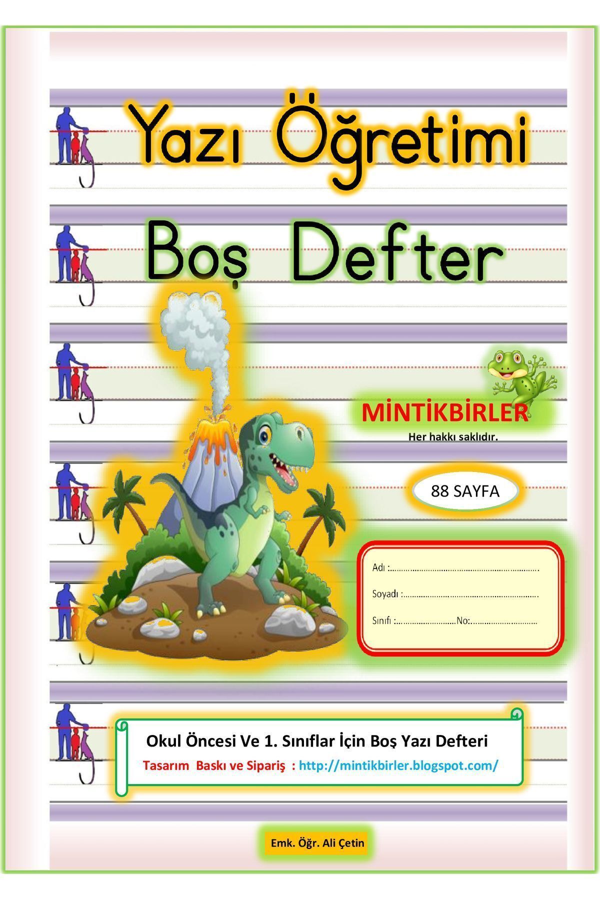 mintikbirler Güzel Yazı Defteri Okul Öncesi Ve 1. Sınıf , Okuma Yazma Müfredata Uygun, 88 Sayfa Defter - 1 Adet