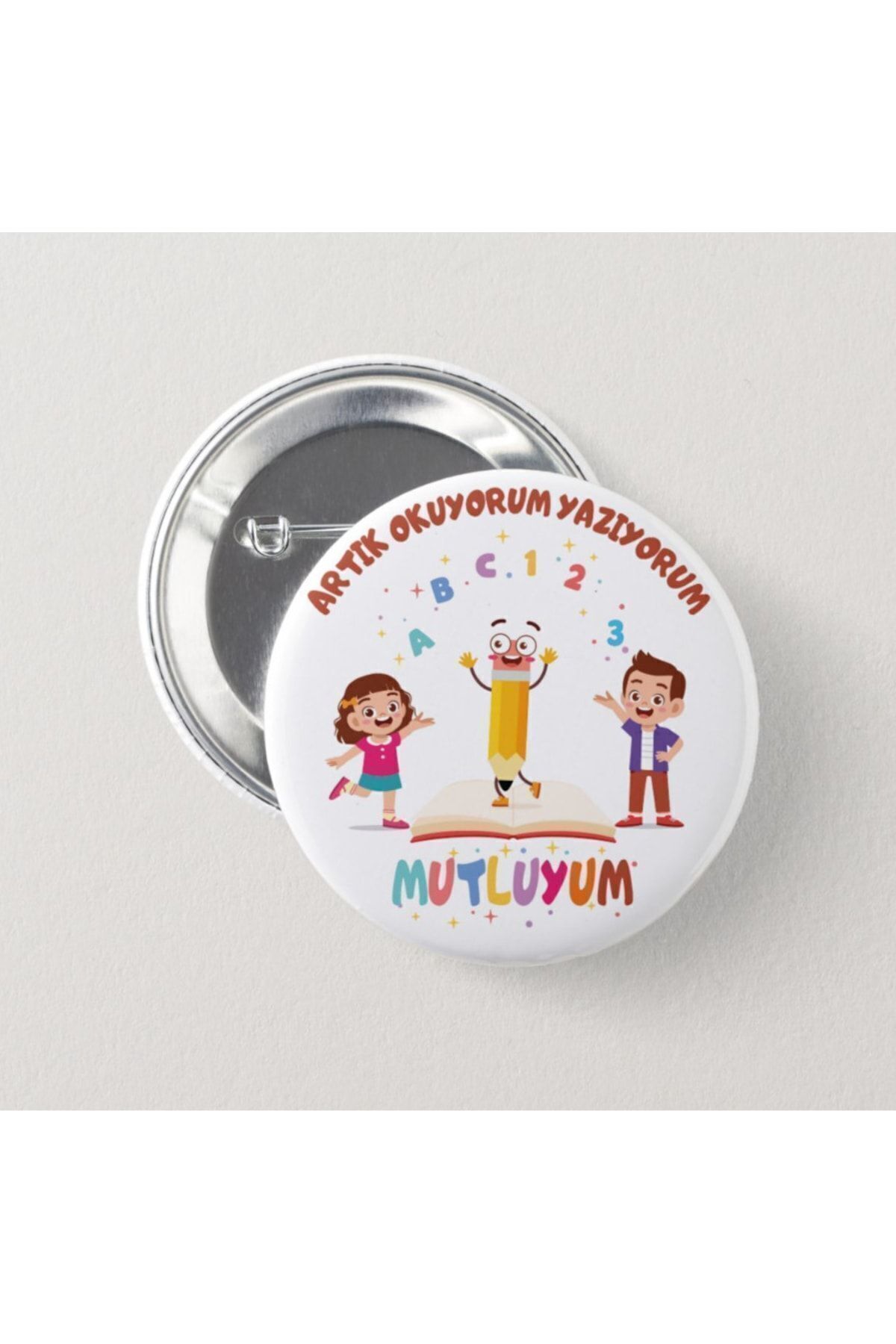 Genç Box Artık Okuyorum Yazıyorum (mutluyum) Çocuk Iğneli Rozet (20 Adet)