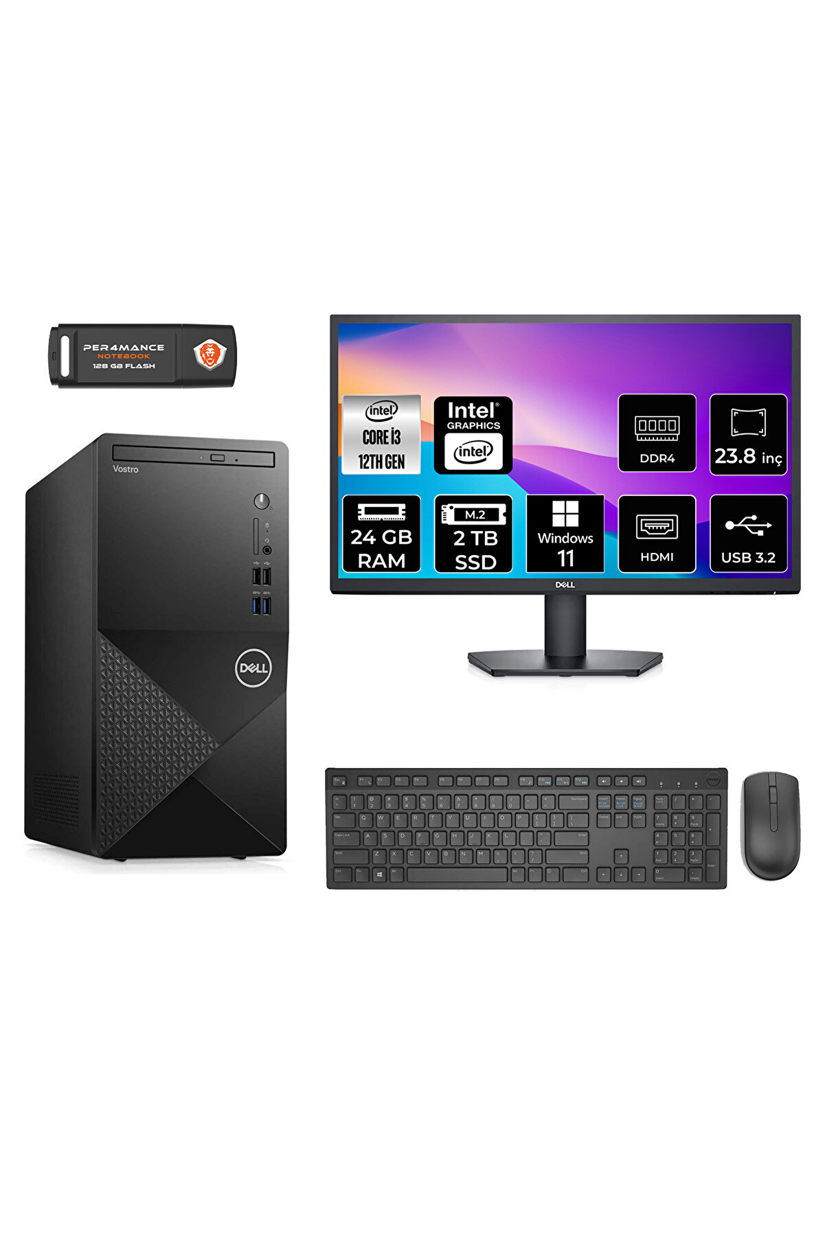 VOSTRO 3910 AEN3910S124 i3 12100 24GB RAM 2TB SSD 23.8