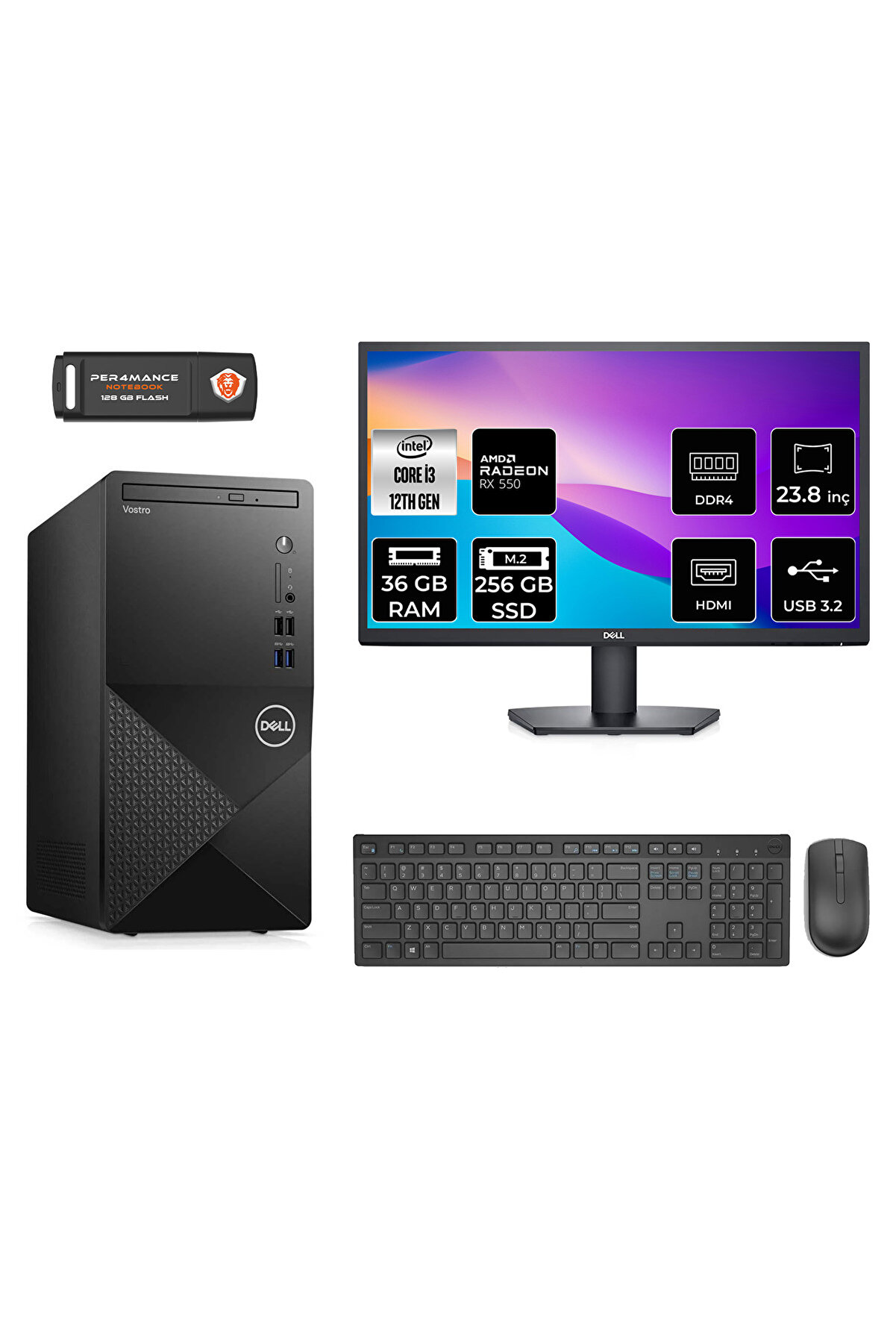 VOSTRO 3910 AEN3910S181 i3 12100 36GB RAM 256GB SSD RX550 4GB 23.8