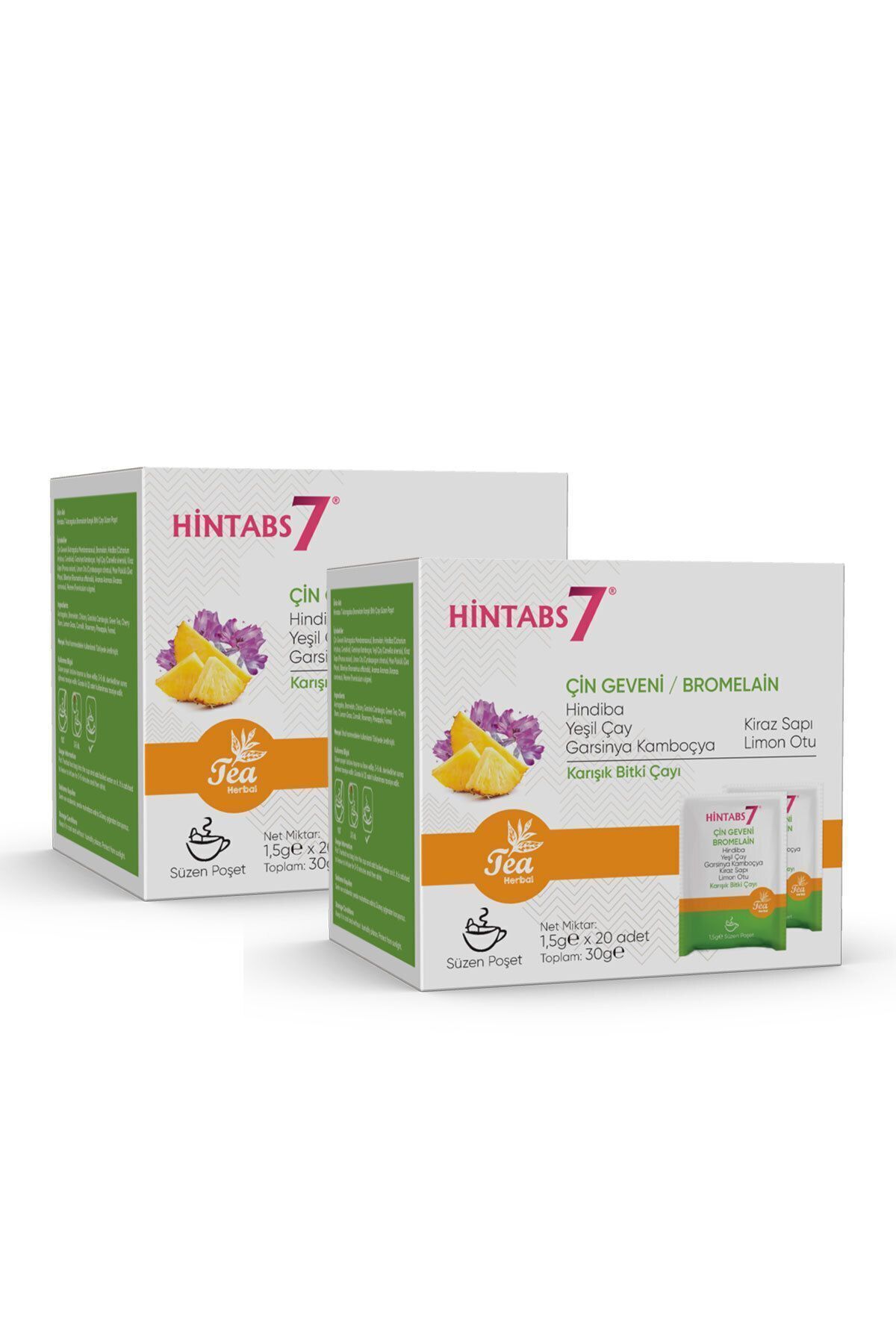 Hintabs 7 Astragalus Bromelain Ananas Özü Çin Geveni Detox Çayı 2'li Set
