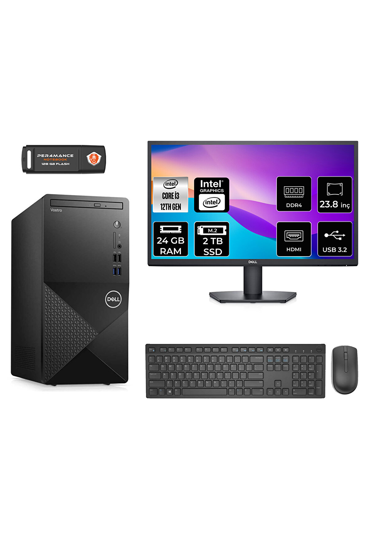 VOSTRO 3910 AEN3910S024 i3 12100 24GB RAM 2TB SSD 23.8