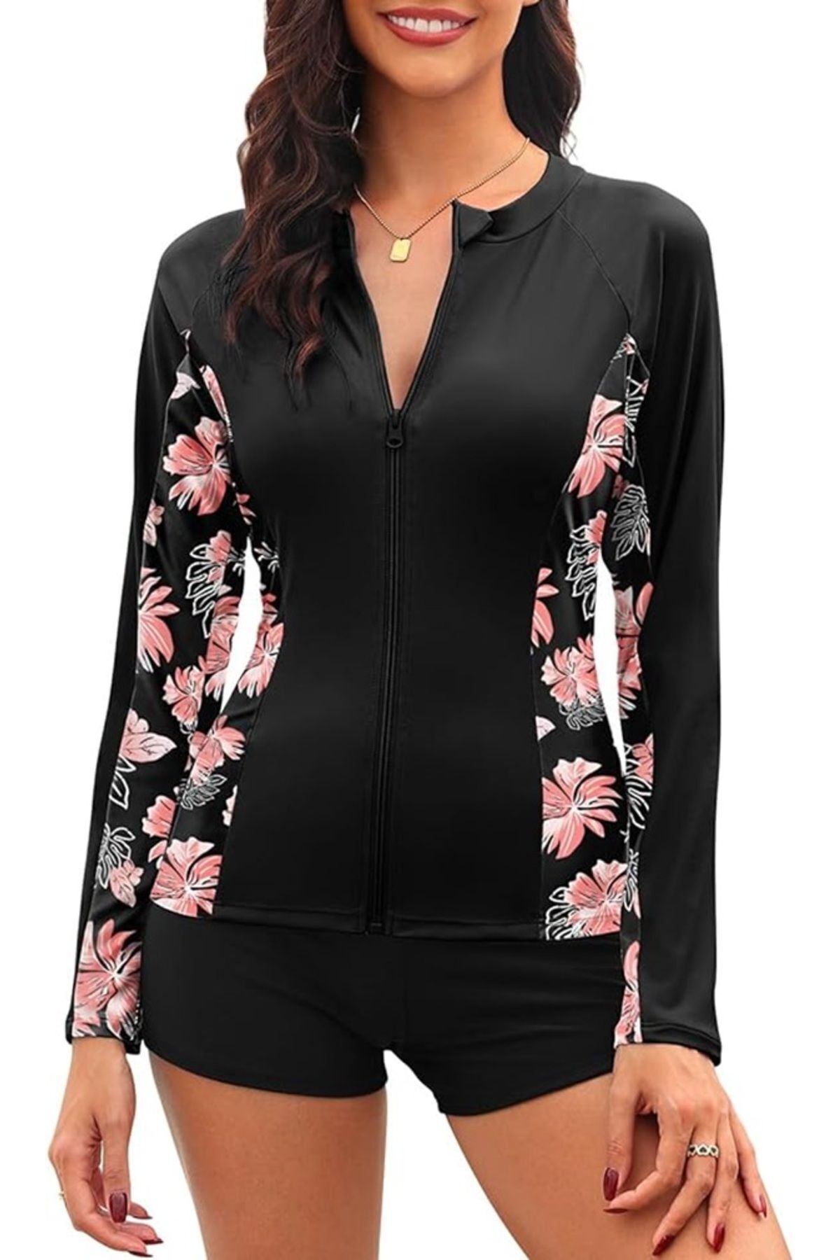 VipDeluXe Tuopuda Rash Guard Tişört, Uzun Kollu, Fermuarlı, Upf 50 Uv Korumalı, Rashguards Spor Tişörtü