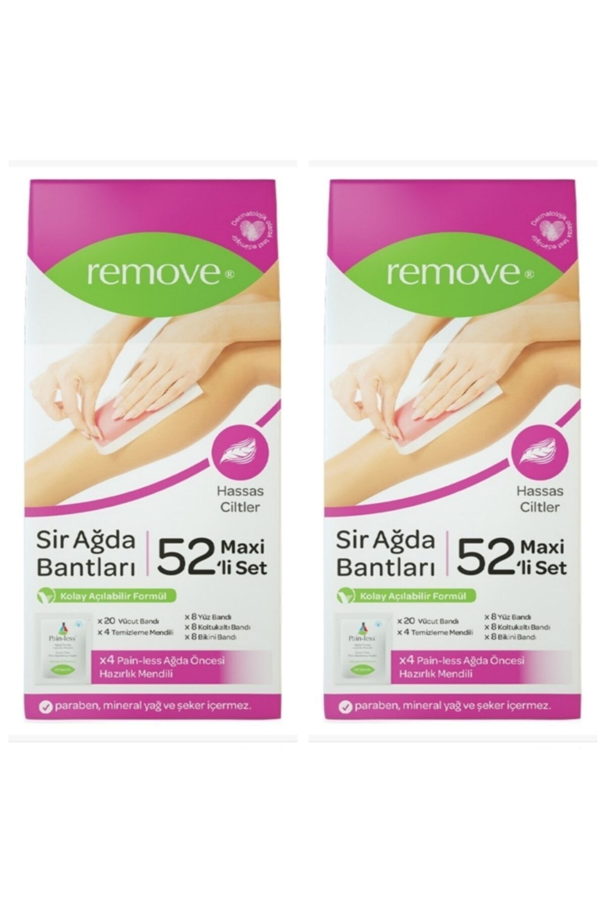 remove 2 Kutu 104 Adet Sir Ağda Bantları 52'li Maxi Set - Hassas Ciltler 2x52=104 Adet