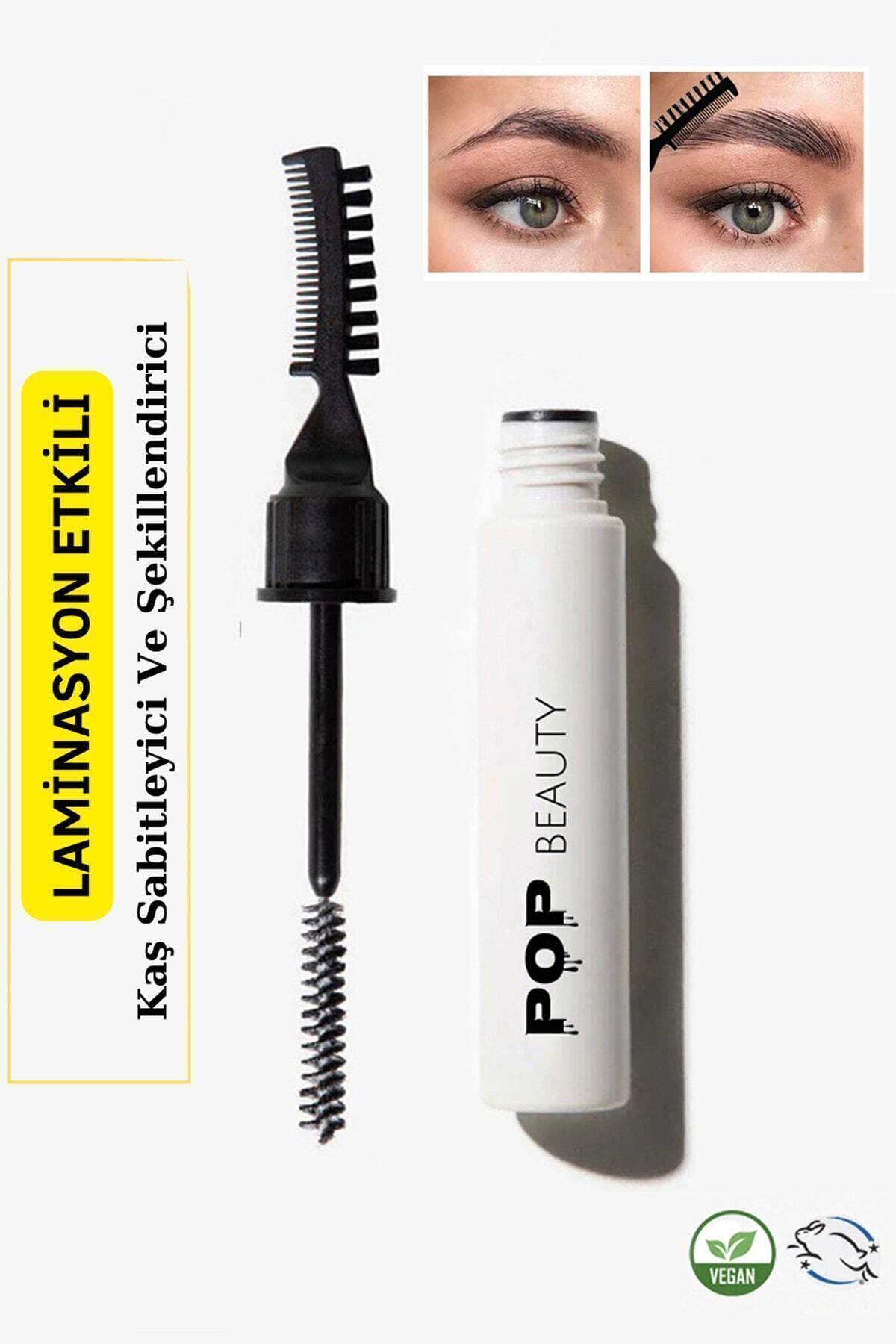 POP Beauty Kaş Sabitleyici Ve Şekillendirici, Kaş Fırçası, Tarağı Ve Sabitleyici Jel (laminasyon Etkili)