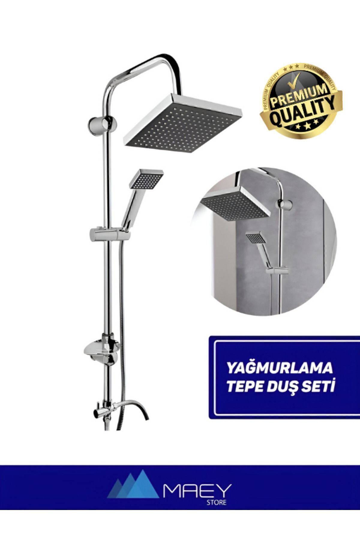 Easy Lüks Kare Siyah Yağmurlama Robot Tepe Duş Seti Duş Başlığı Takımı