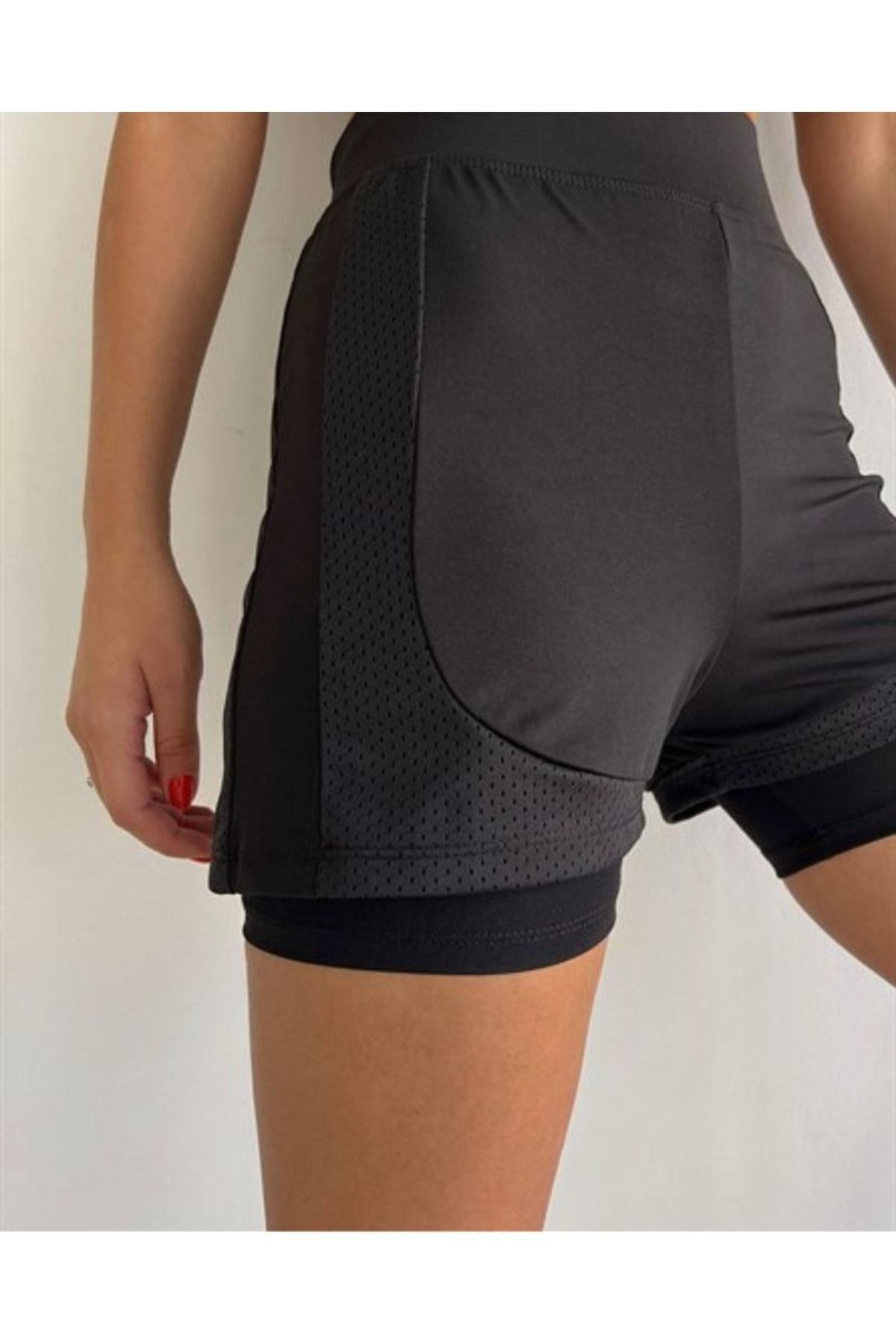 Genel Markalar Mb-moda Bizimle Parlak Fileli Spor Taytlı Şort