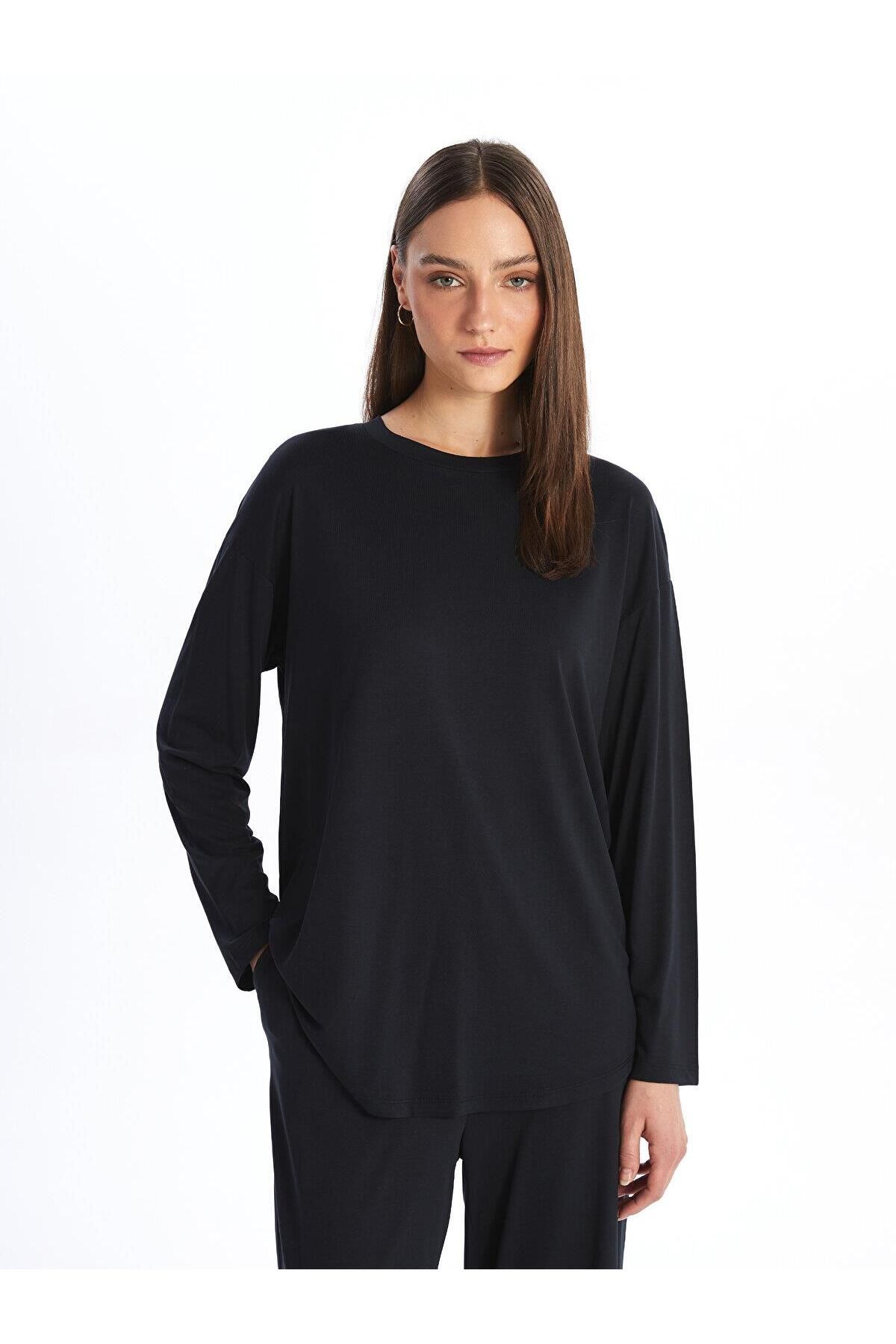 LC Waikiki LCW Modest Bisiklet Yaka Düz Uzun Kollu Kadın Tunik