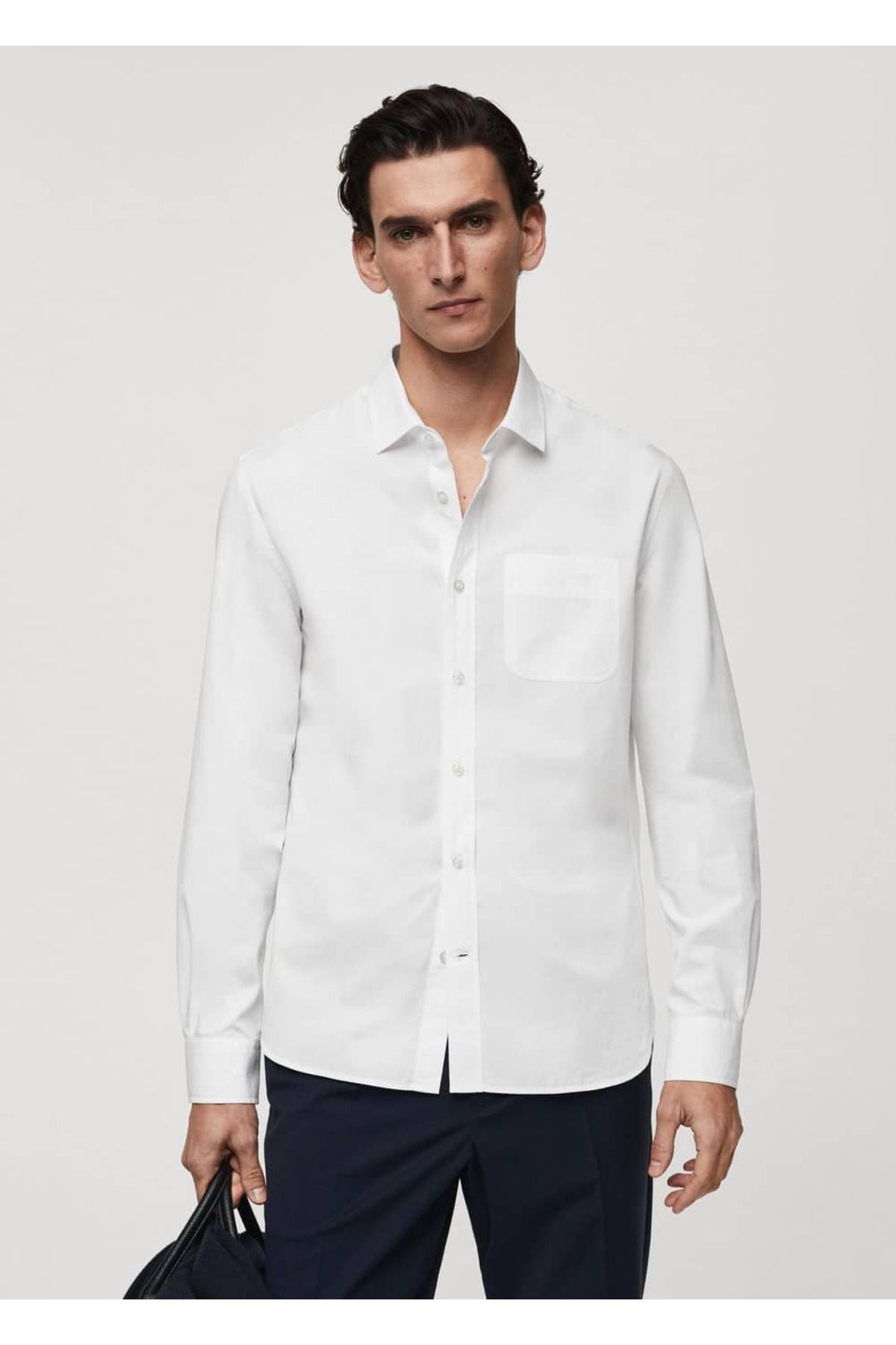 MANGO Man Cepli poplin gömlek