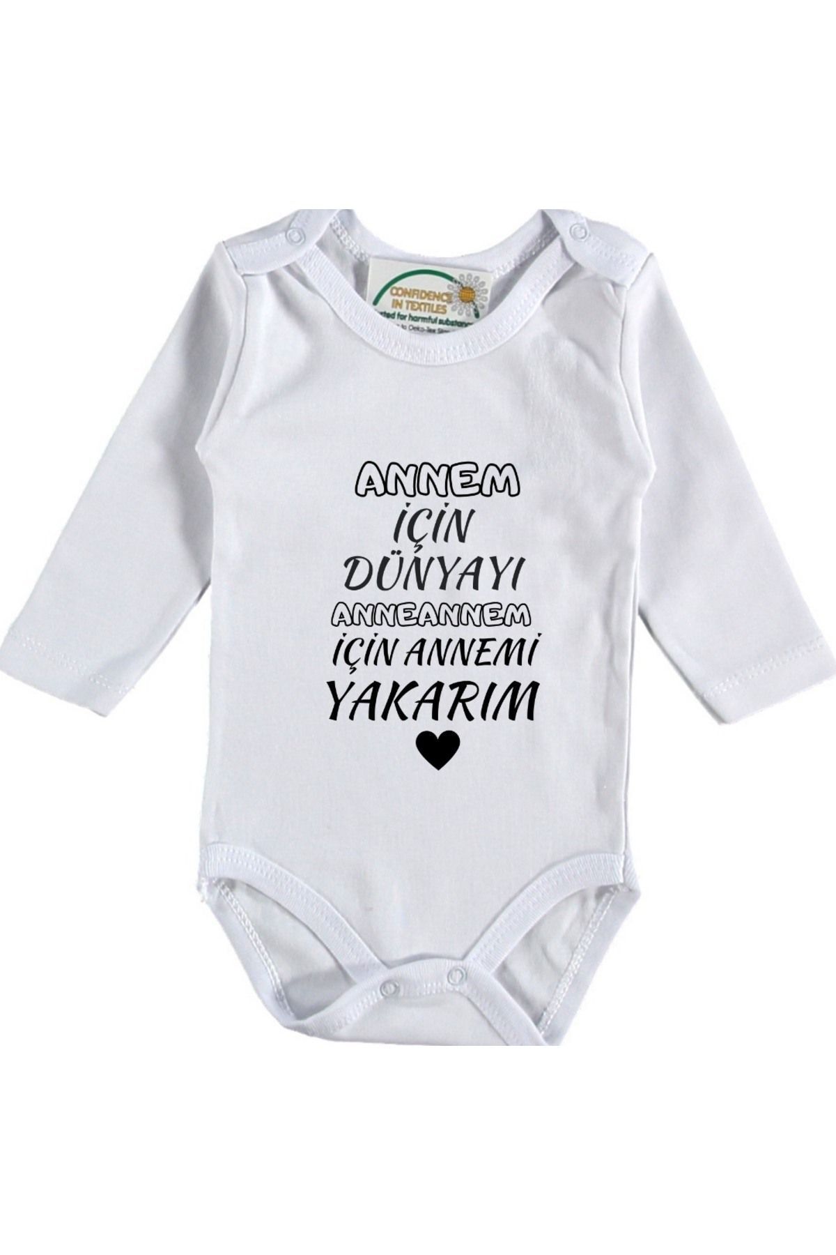 Asilcomkids Annem için Dünyayı Anneannem için Annemi Yakarım Yazılı bebek Zıbın