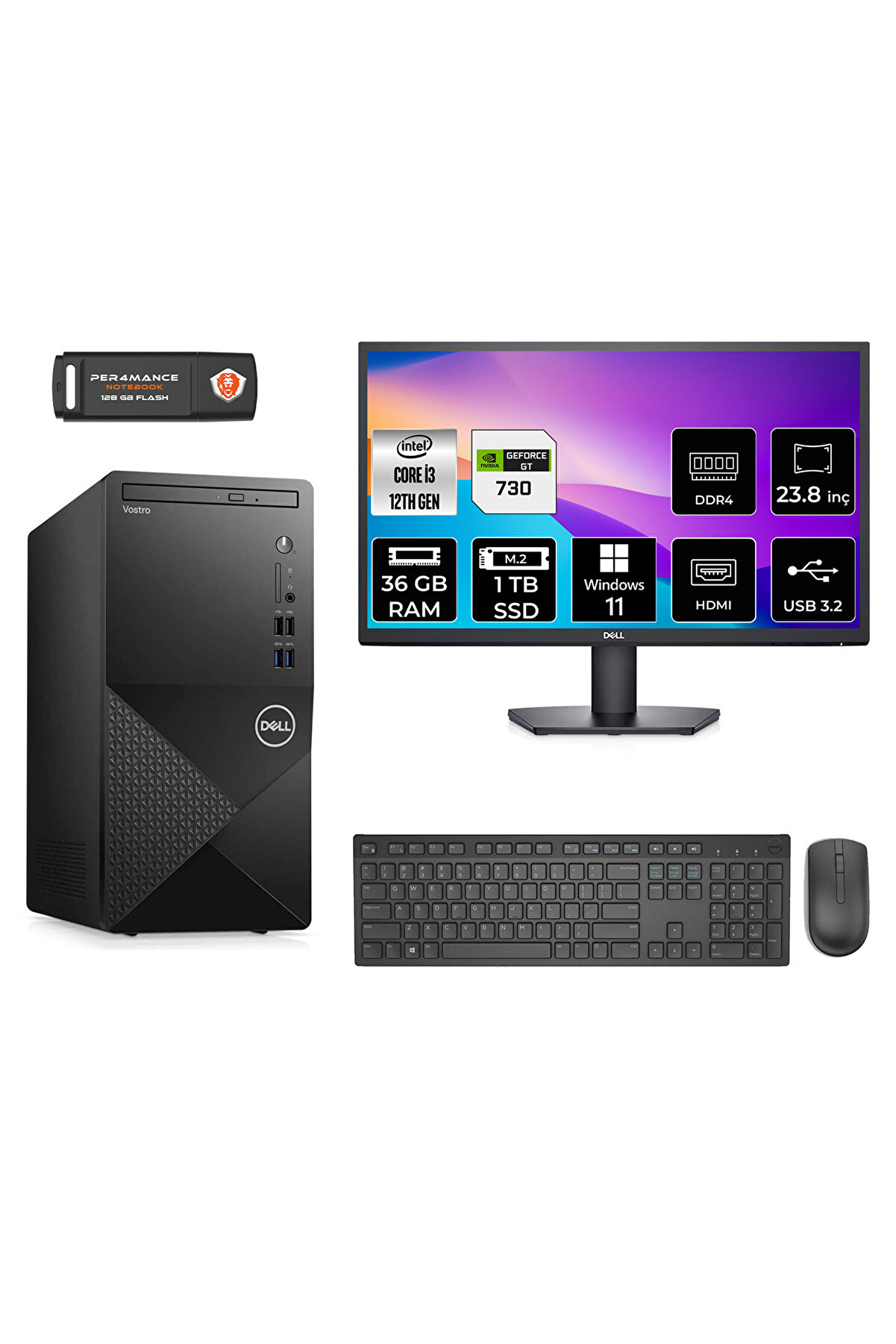 VOSTRO 3910 AEN3910S383 i3 12100 36GB RAM 1TB SSD GT730 4GB 23.8