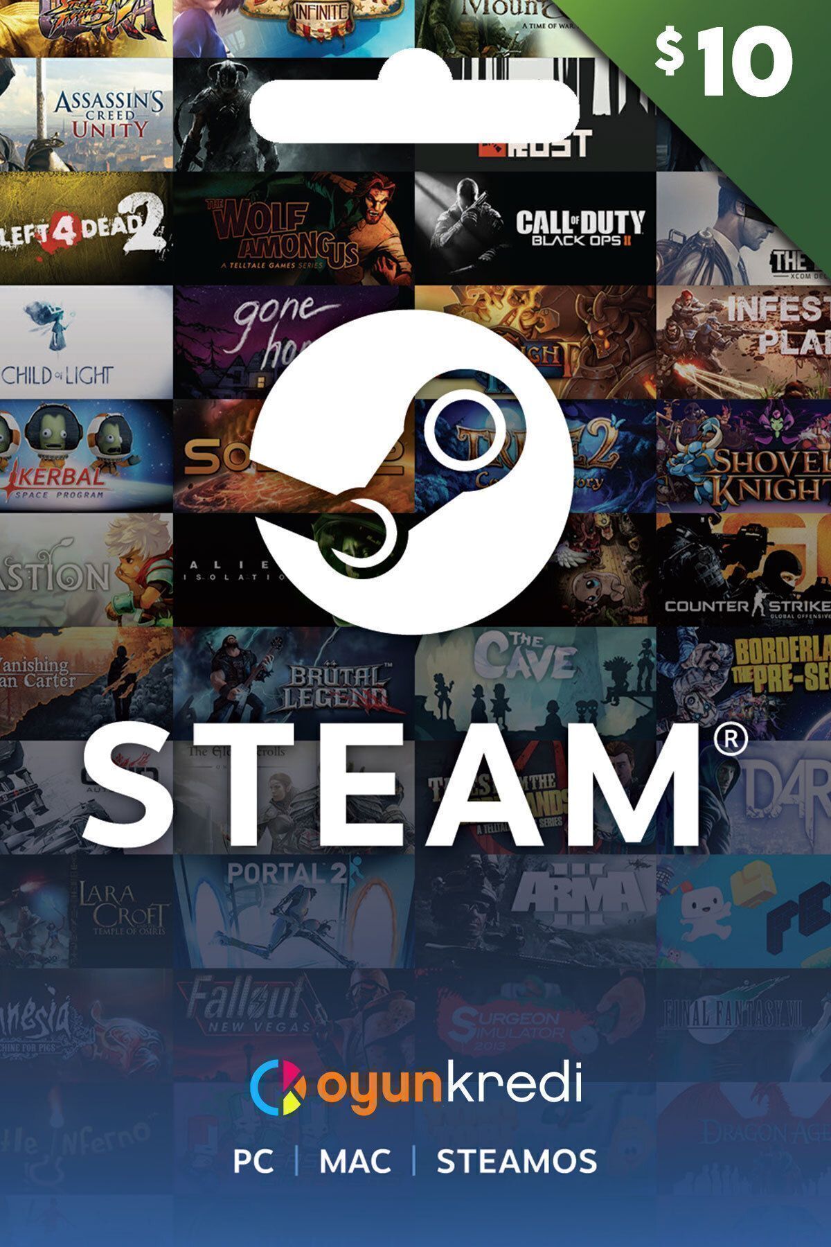 Steam Cüzdan Kodu 10 USD