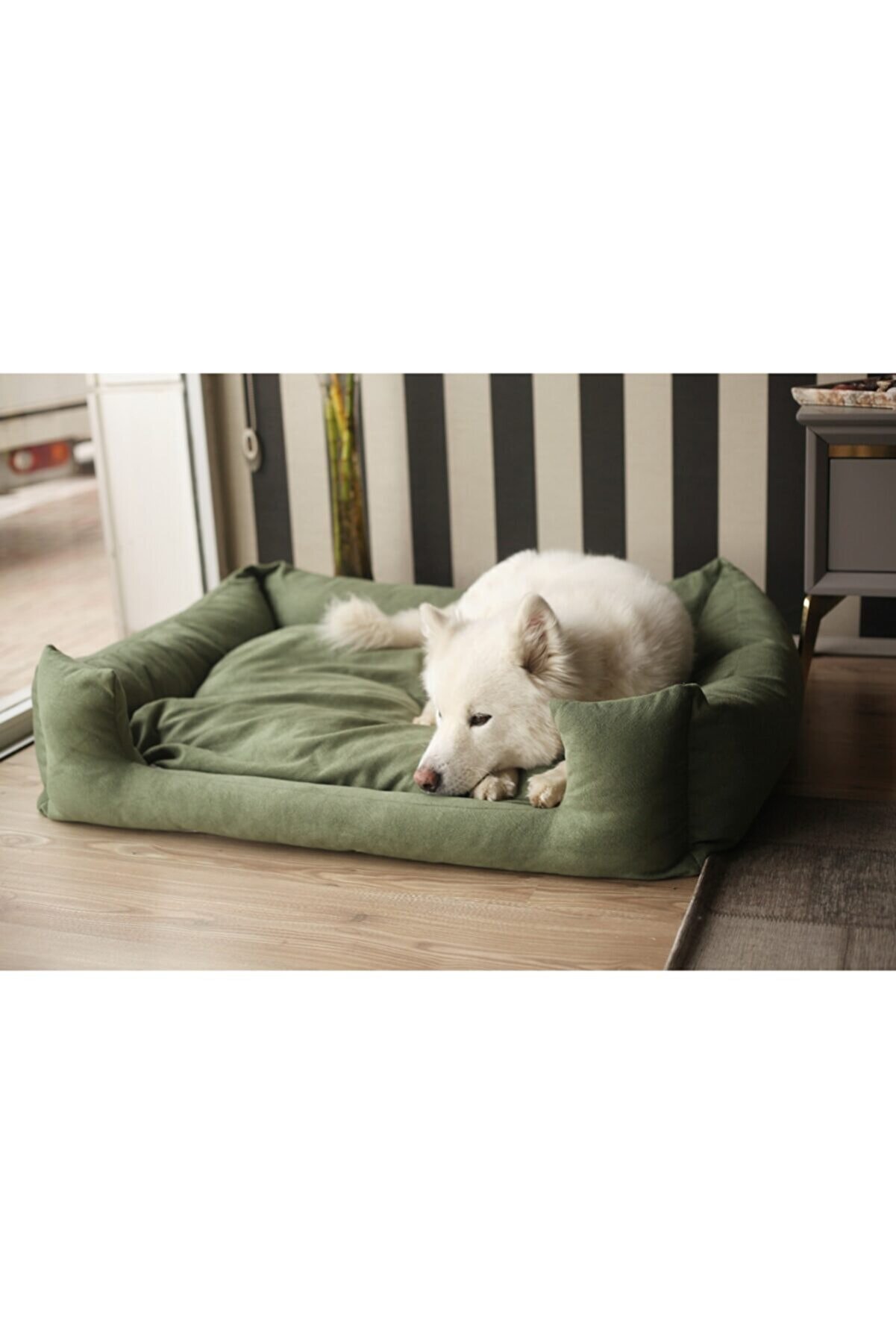LUVLY PETS Ortopedik Köpek Yatağı X-large Yıkanabilir Kemik Yastıklı Tüplü Tay Tüyü Yeşil 100x80 cm