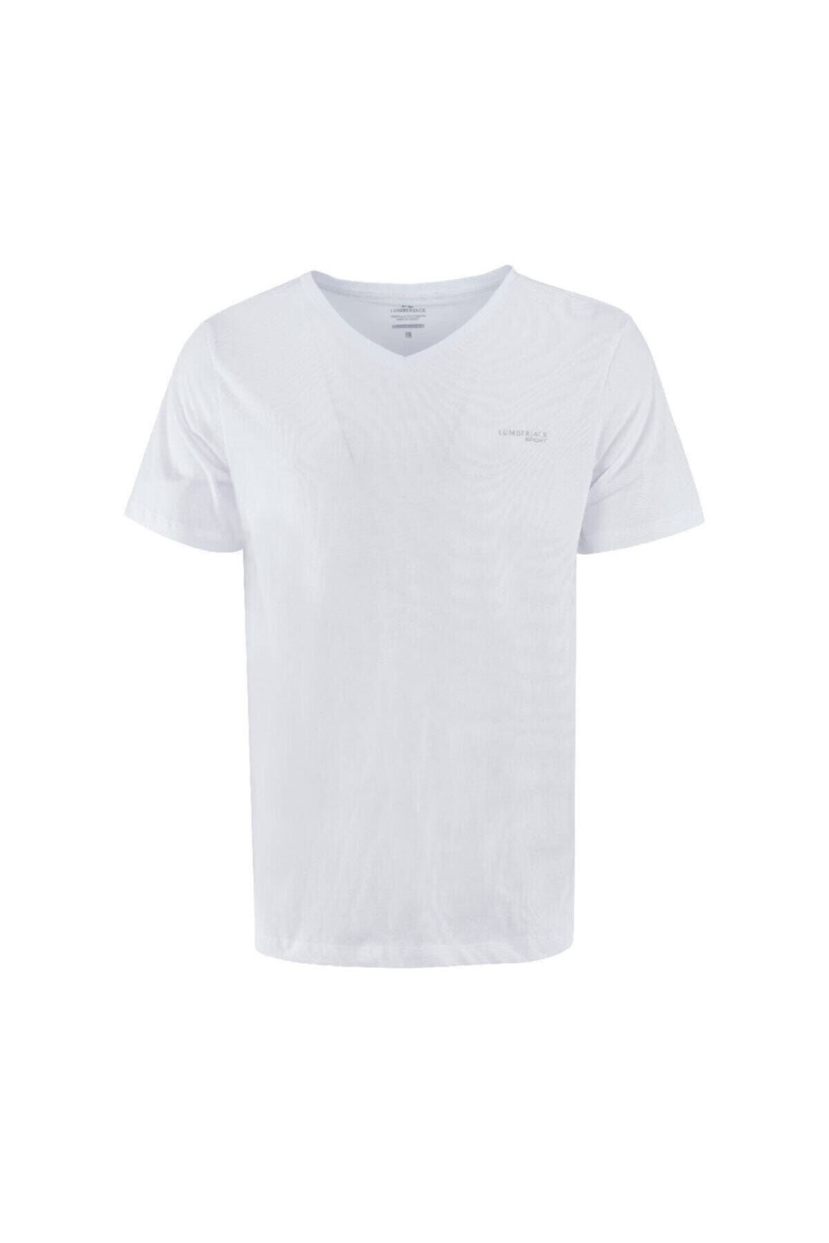 Lumberjack CT106 BASIC V NECK T-SHIR Beyaz Erkek T-Shirt 100581735