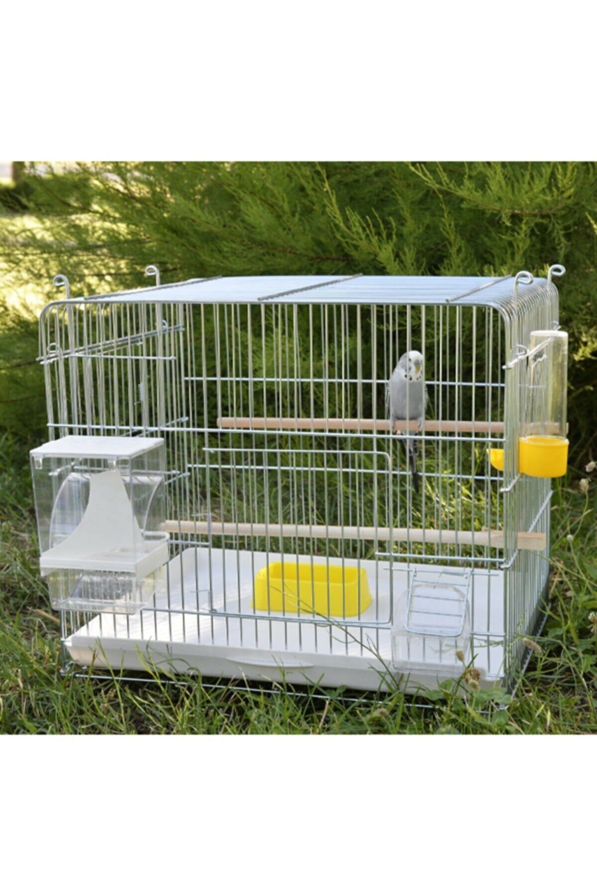 ARSPOLO Papağan Muhabbet Kuşu Üretim Kafesi Izgaralı Full Set Gümüş