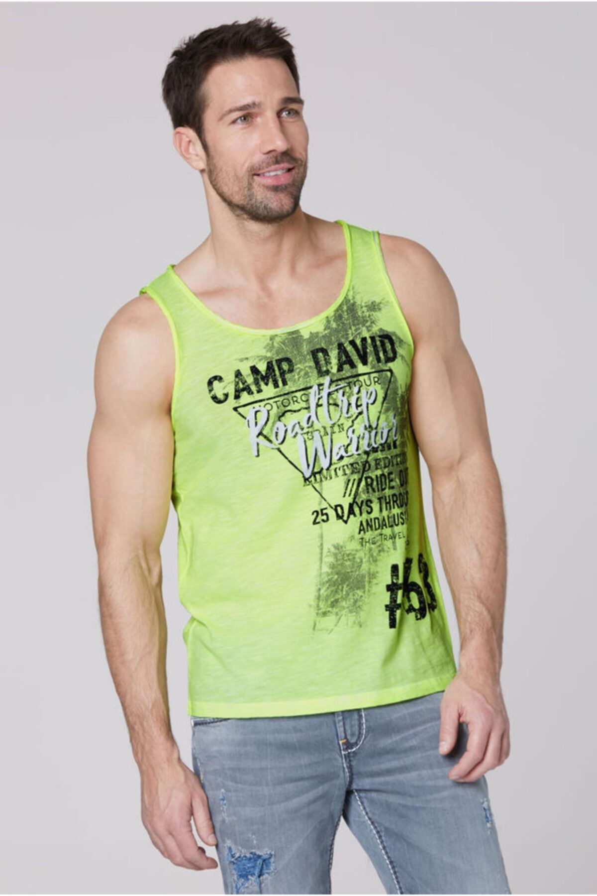 Camp David Erkek Neon Lime Baskılı Askılı Atlet