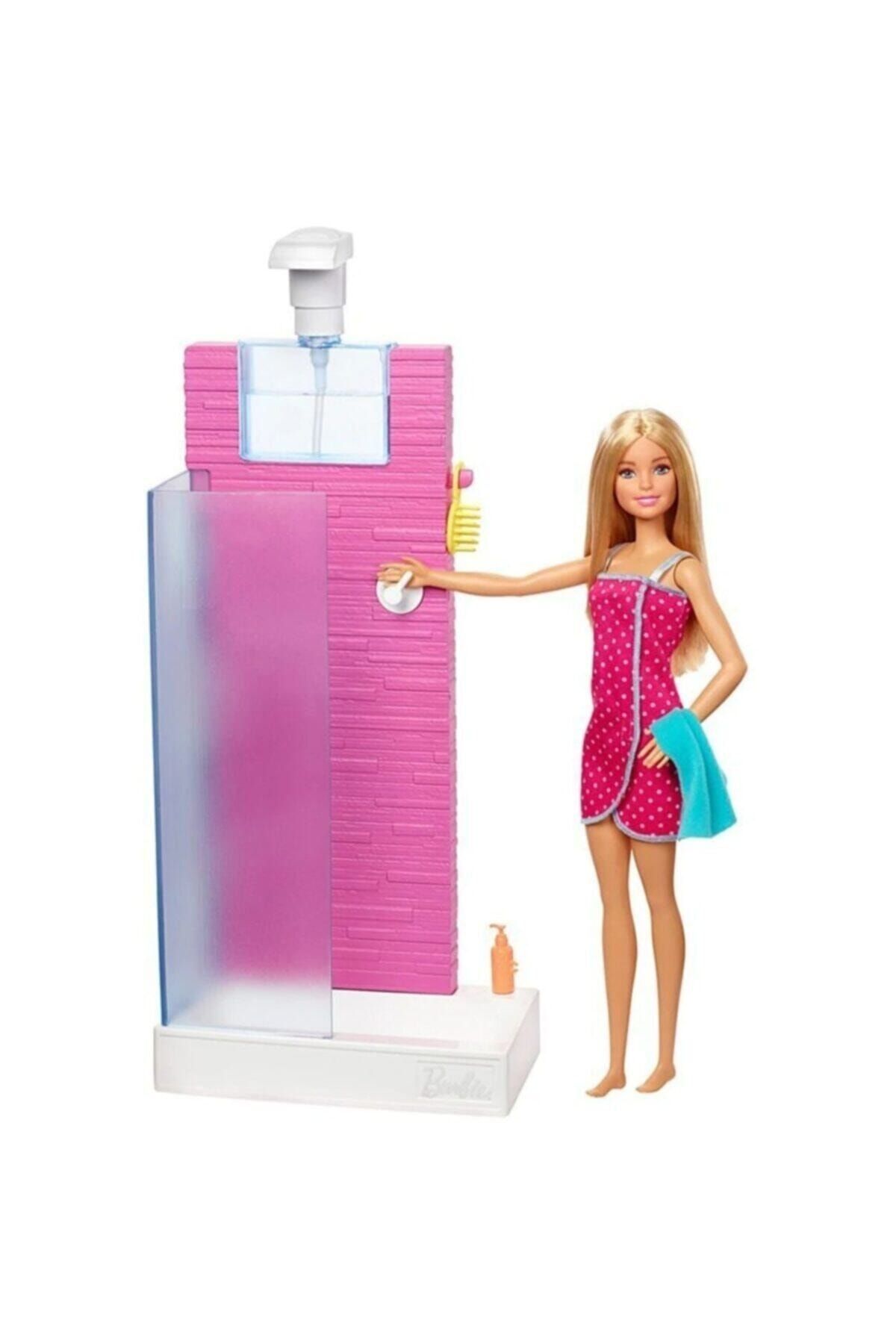 Barbie Orijinal Duş Bebek Oyuncak Seti Duşakabin