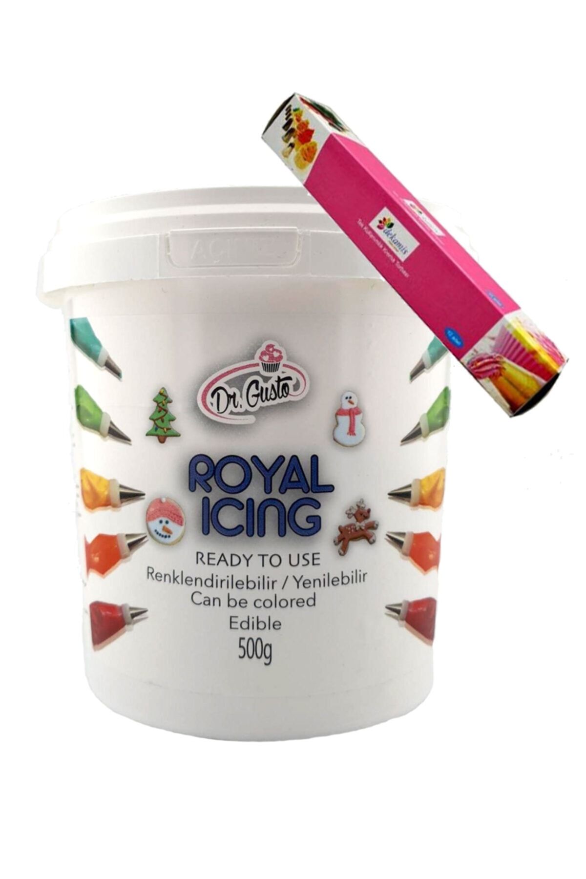 Dekamis Royal Icing 500 gr Renklendirilebilir ve 10'lu Krema Sıkma Torbası