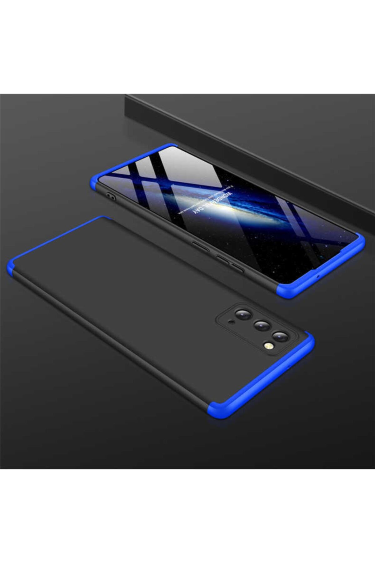 Nezih Case Samsung Galaxy Note 20 Uyumlu Tam Koruma Sert Silikon Kılıf (ULTRA İNCE) Siyah/mavi