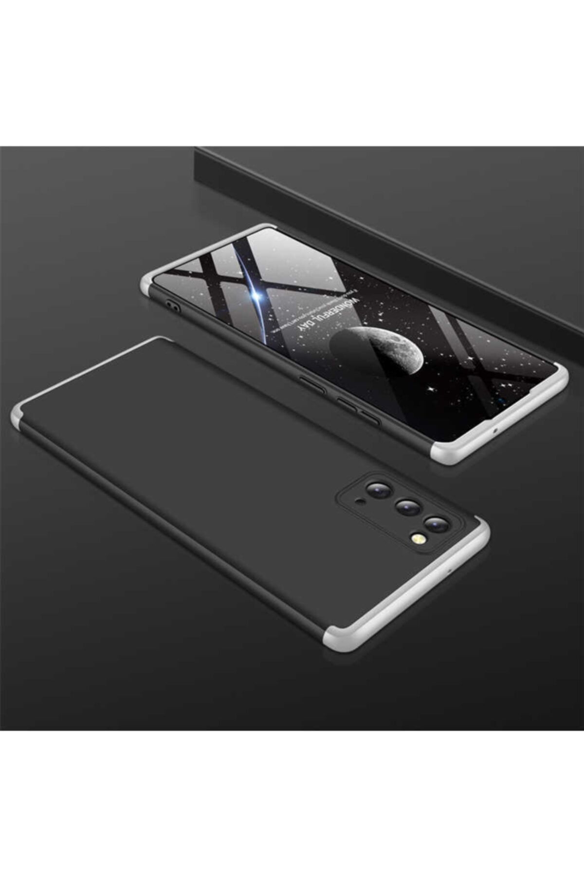 Nezih Case Samsung Galaxy Note 20 Uyumlu Tam Koruma Sert Silikon Kılıf (ULTRA İNCE) Siyah/gri