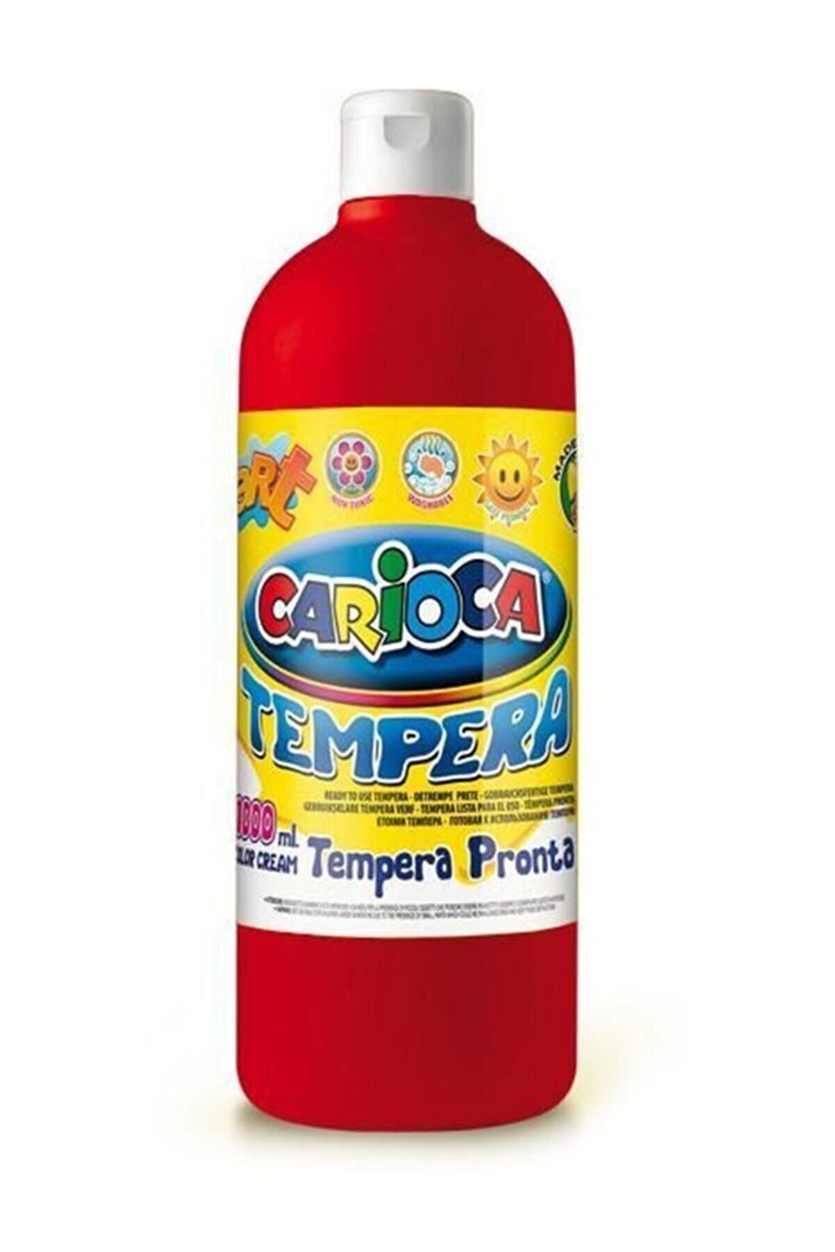 Carioca Tempera Boya - Kırmızı (Süper Yıkanabilir) 1000ml - 1350gr / Plastik Şişede /