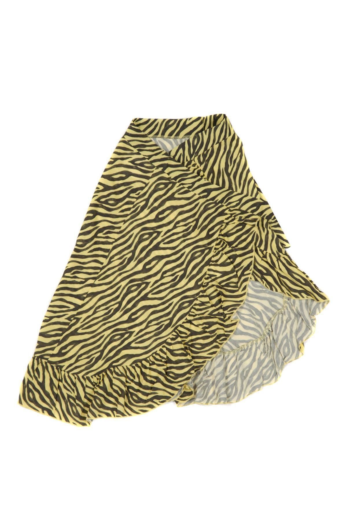 çikoby Kız Çocuk Zebra Desenli Anvelop Etek 7-14 Yaş C19w-ck2161