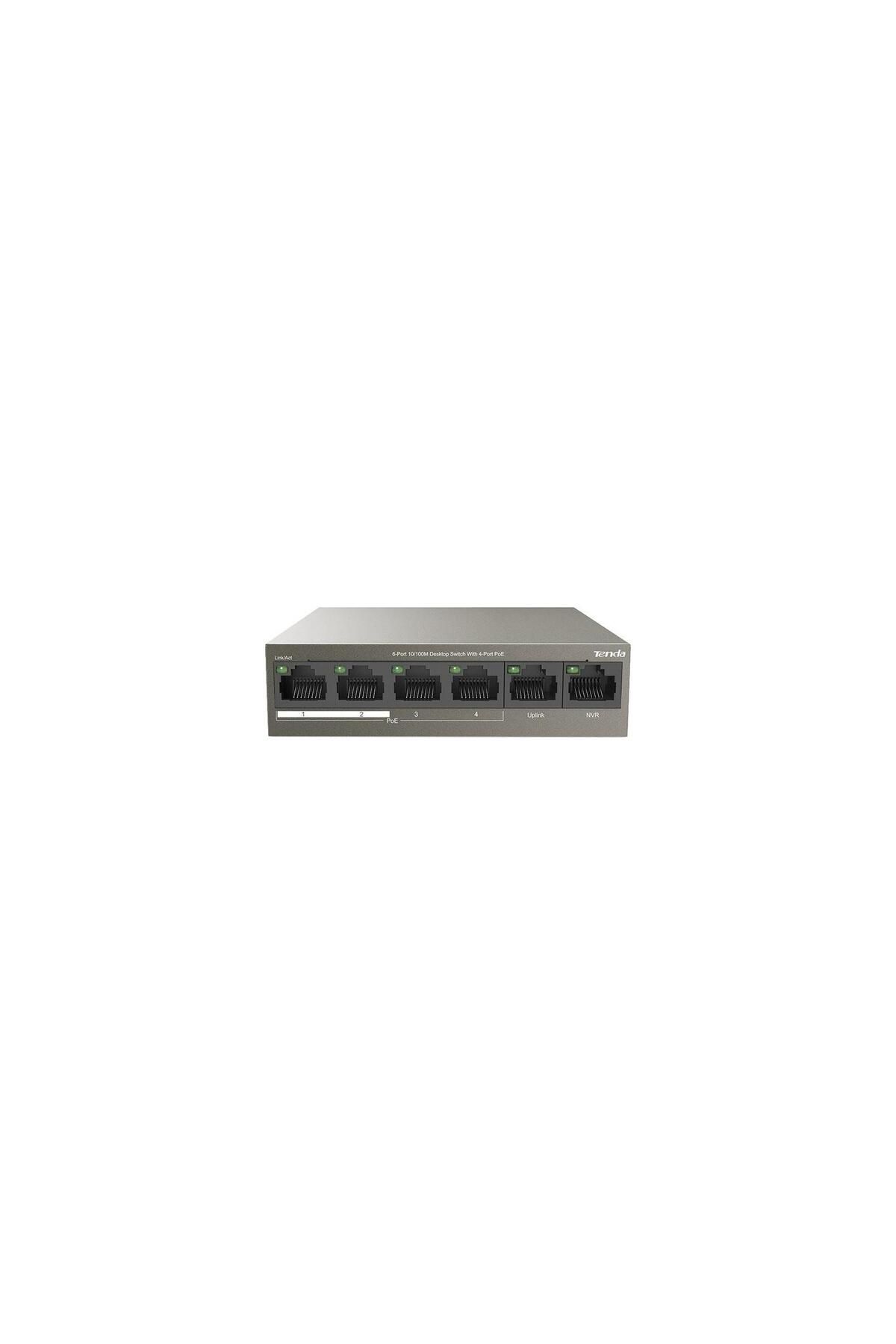 Tenda 6 Port 4 Port Poe 10-100 2 Port Uplink Switch Çelik Kasa Rack Mount