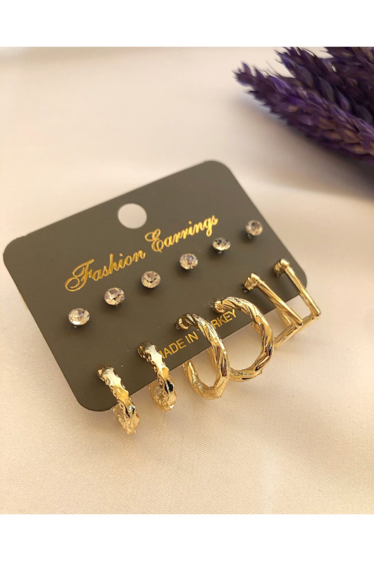 takıtarzım 6 Çift Set Küpe Gold