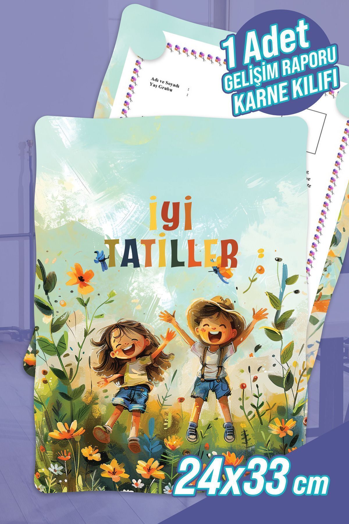 colortouch Sulu Boya Çocuklar A4 Anaokulu Ana Sınıfı Gelişim Raporu Karne Kılıfı ( Kabı ) 1 Adet Karne Süsleme