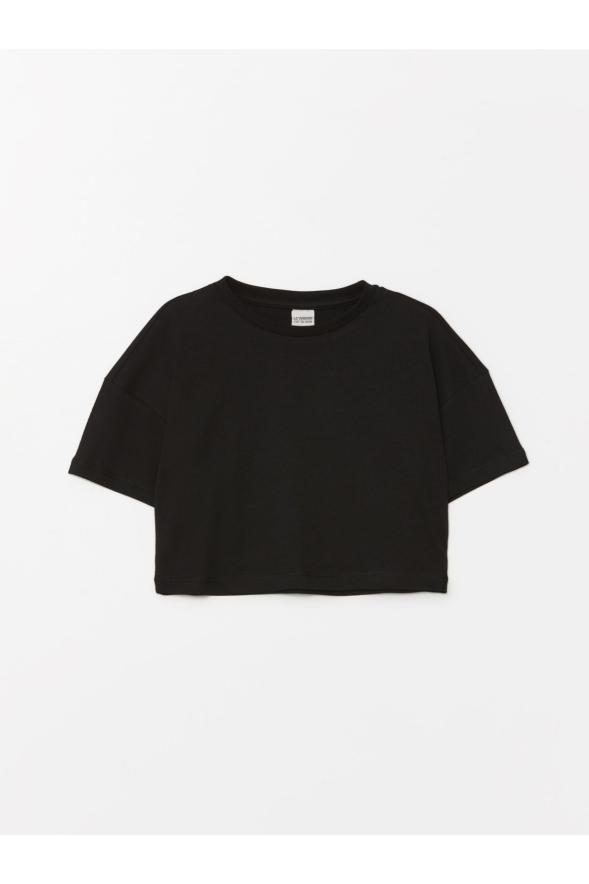 LC Waikiki LCW Bisiklet Yaka Basic Kısa Kollu Kız Çocuk Crop Tişört
