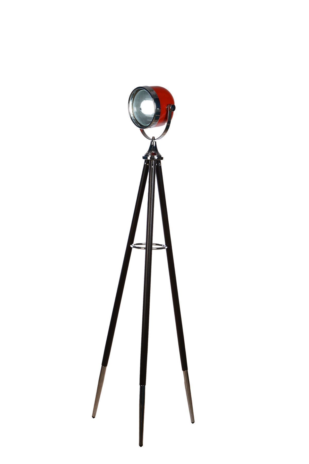 Genel Markalar Retro Ahşap Üç Ayaklı Endüstriyel Model (TRİPOD) Lambader Kırmızı (KLASİK ARABA RENGİ) (AYAK SİYAH)