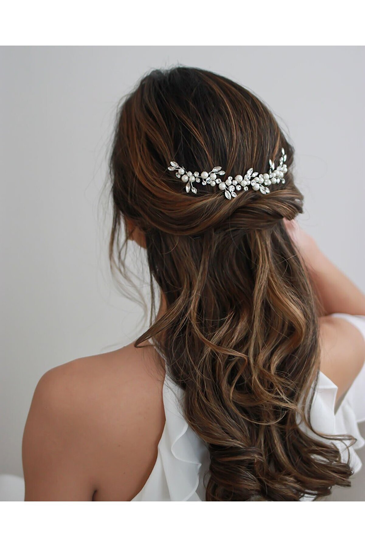 BBA Tulle Store 20cm Kristal Yan Model Gelin Tacı - Düğün Aksesuarı