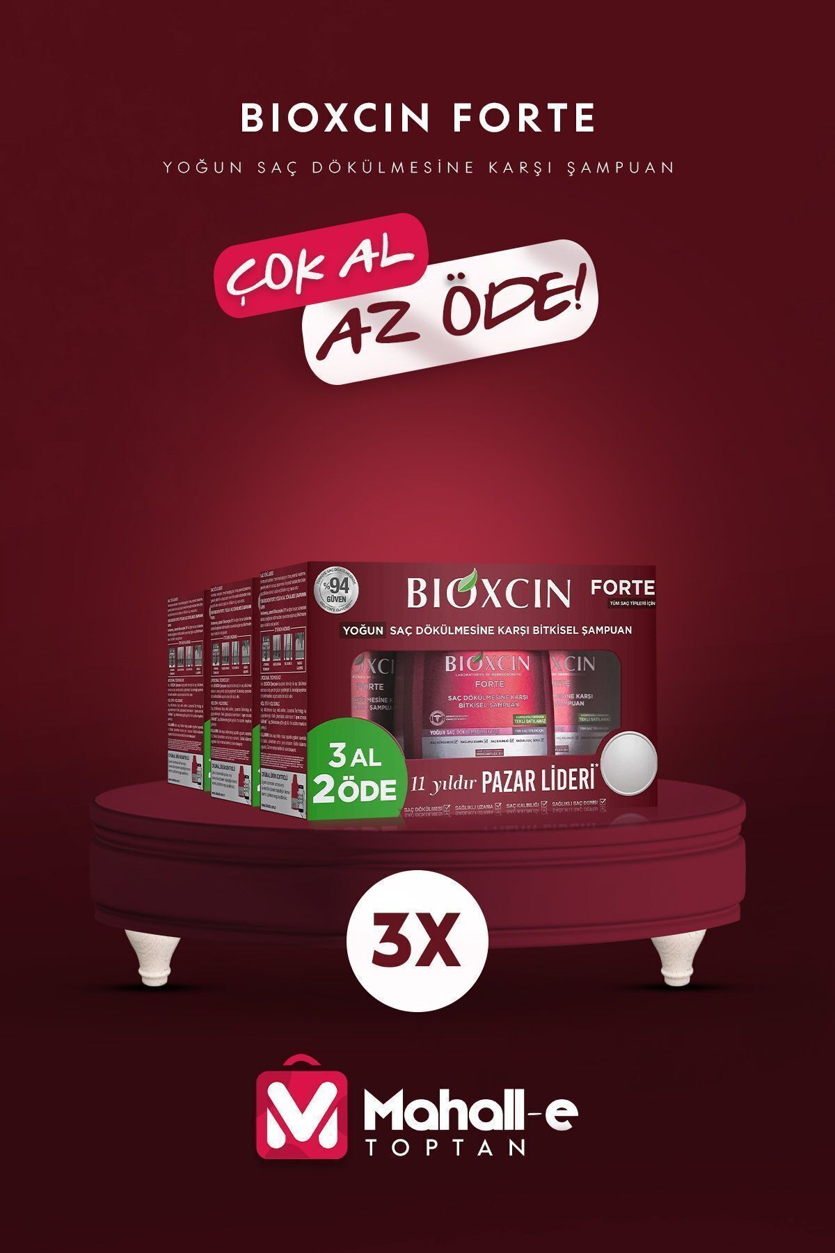 Bioxcin Forte Yoğun Saç Dökülmesine Karşı 3 Al 2 Öde Şampuan 300 ml 3x3