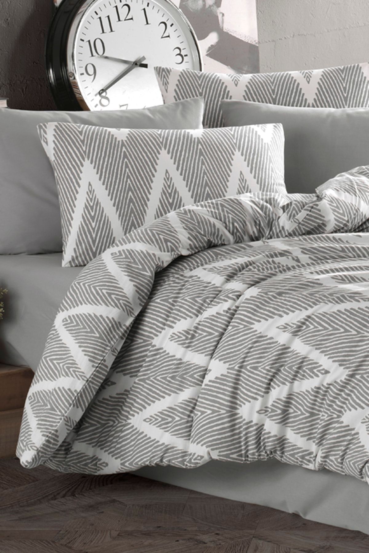 Eponj Home Kolay Ütülenir Nevresim Takımı Tek Kişilik Olivia Gri