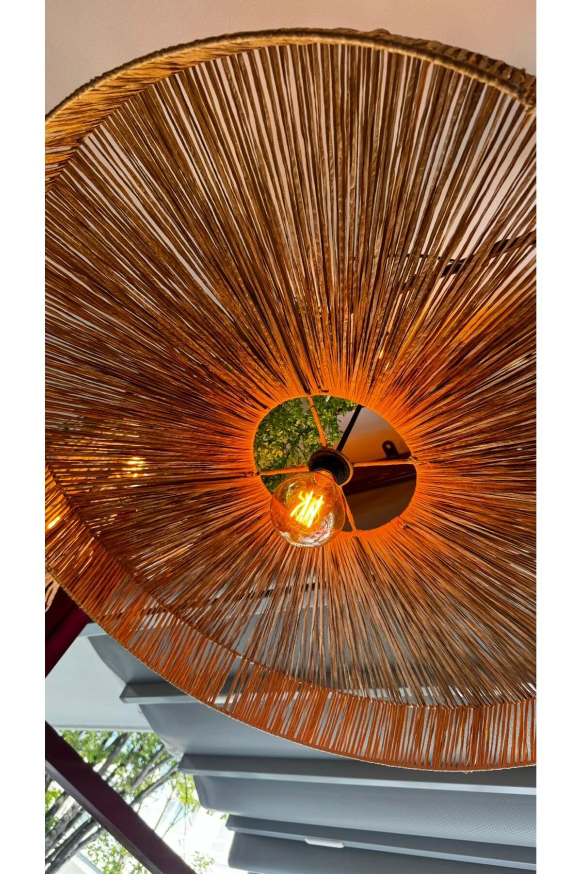 MDZN Hasır Avize 65x65 Bohem Avize Jüt Avize Oda Mutfak Salon Avize Kafe Restoran Avize