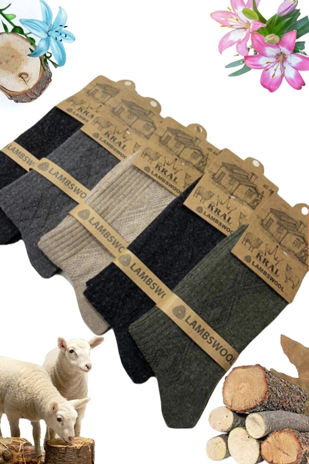 Limon Socks Kışlık Lambswool Yün Çorabı (5 Çift) Erkekler Için Termal Özellikli (kuzu Yünlü) Kalın Çorap