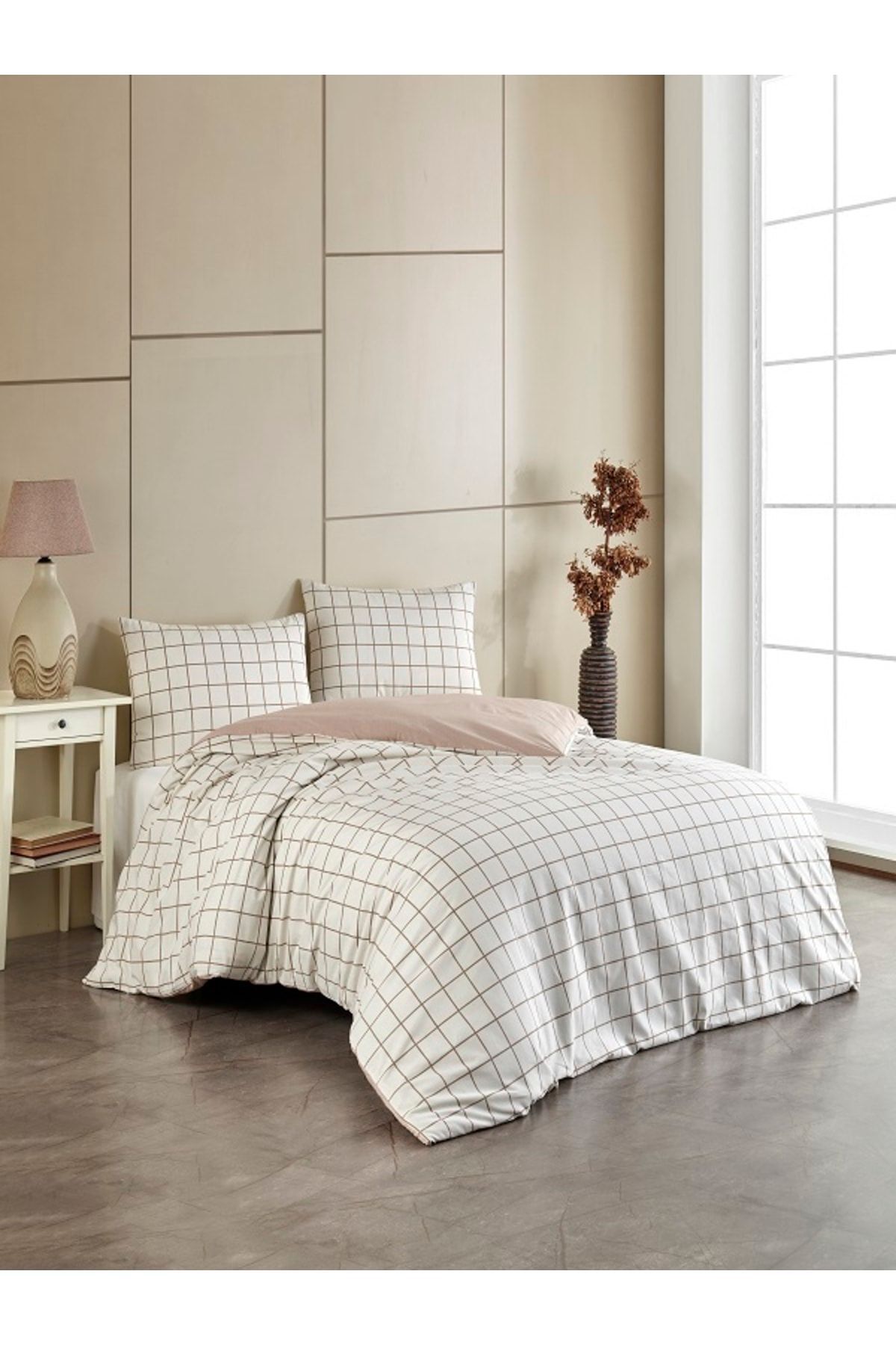 üntaş Life Çfit Taraflı S.kahve Ekose 160x220 Tek Kişilik Nevresim Seti S.khvekosesetek(çarşafyoktur)
